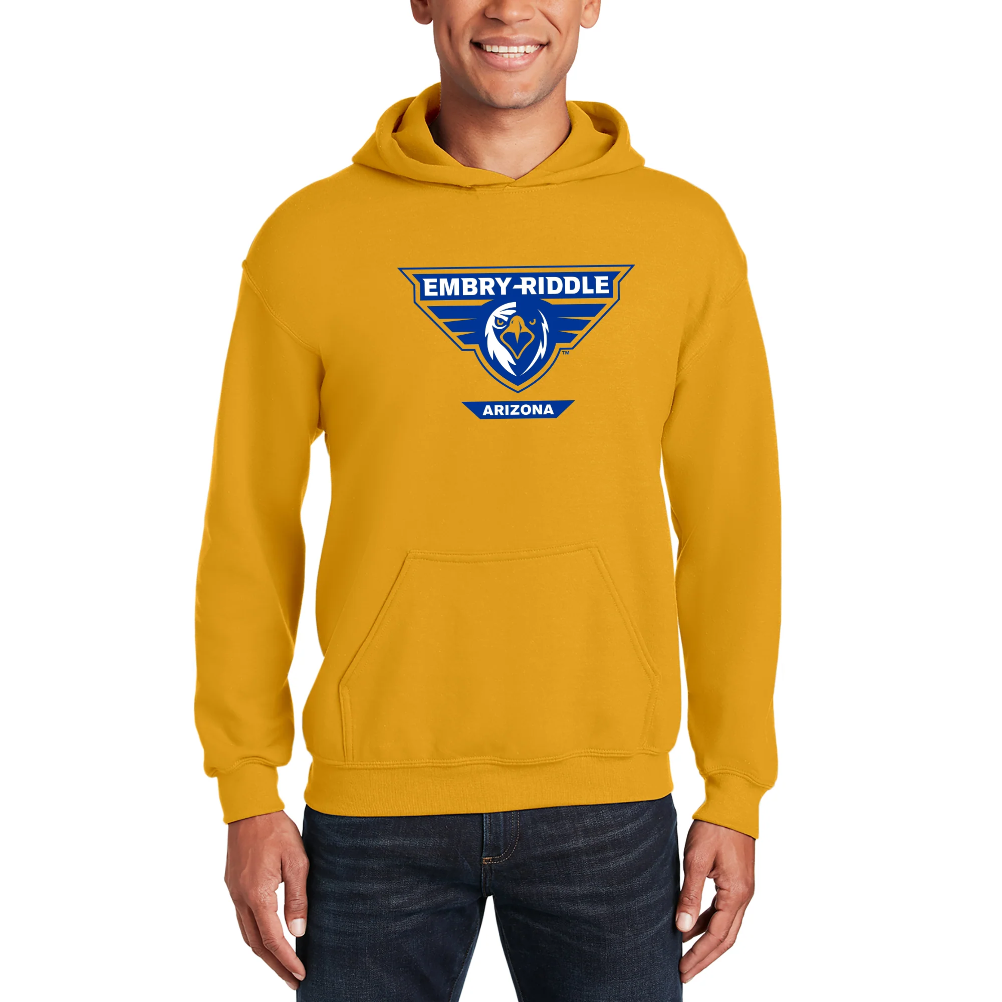 Embry-Riddle Aeronautical University Eagles Prescott Primary Logo Hoodie - Gold - Image 3