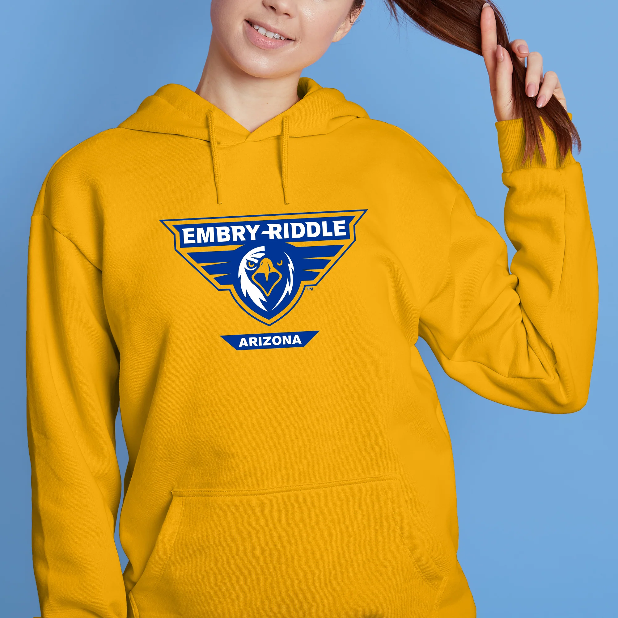 Embry-Riddle Aeronautical University Eagles Prescott Primary Logo Hoodie - Gold - Image 4