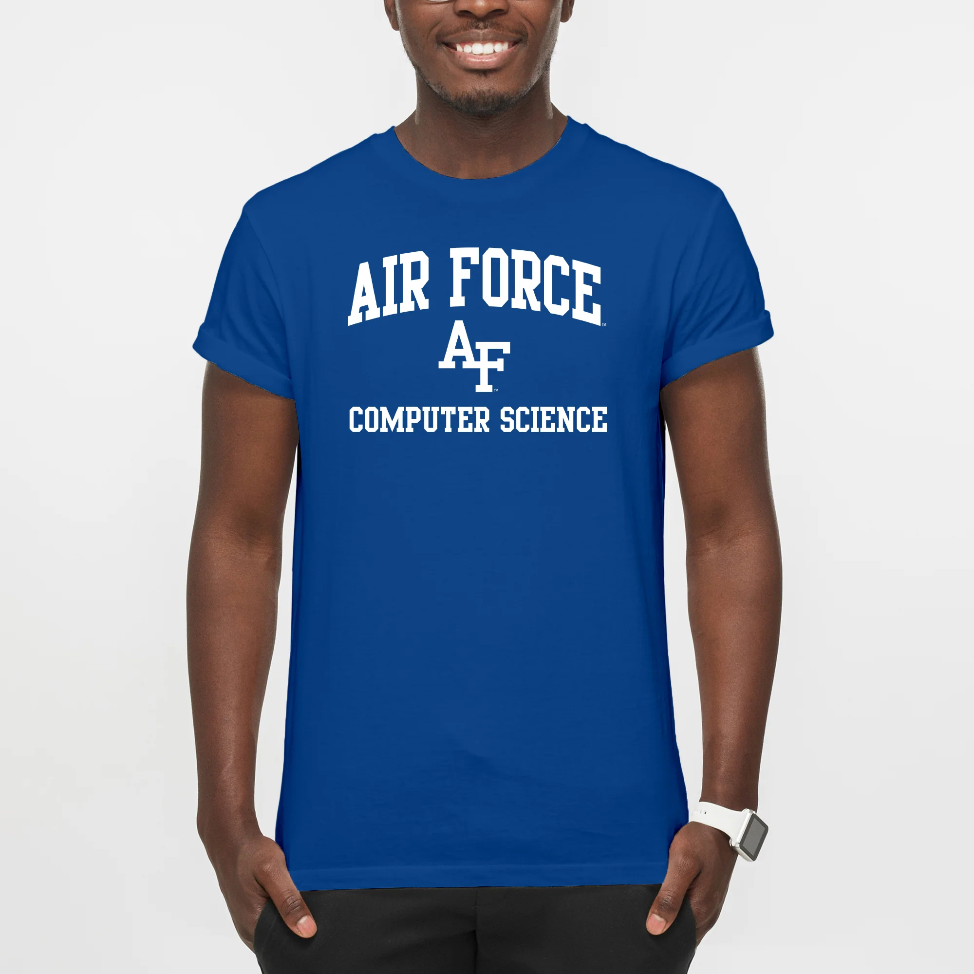 Air Force Academy Arch Logo Computer Science T-Shirt - Royal - Image 3