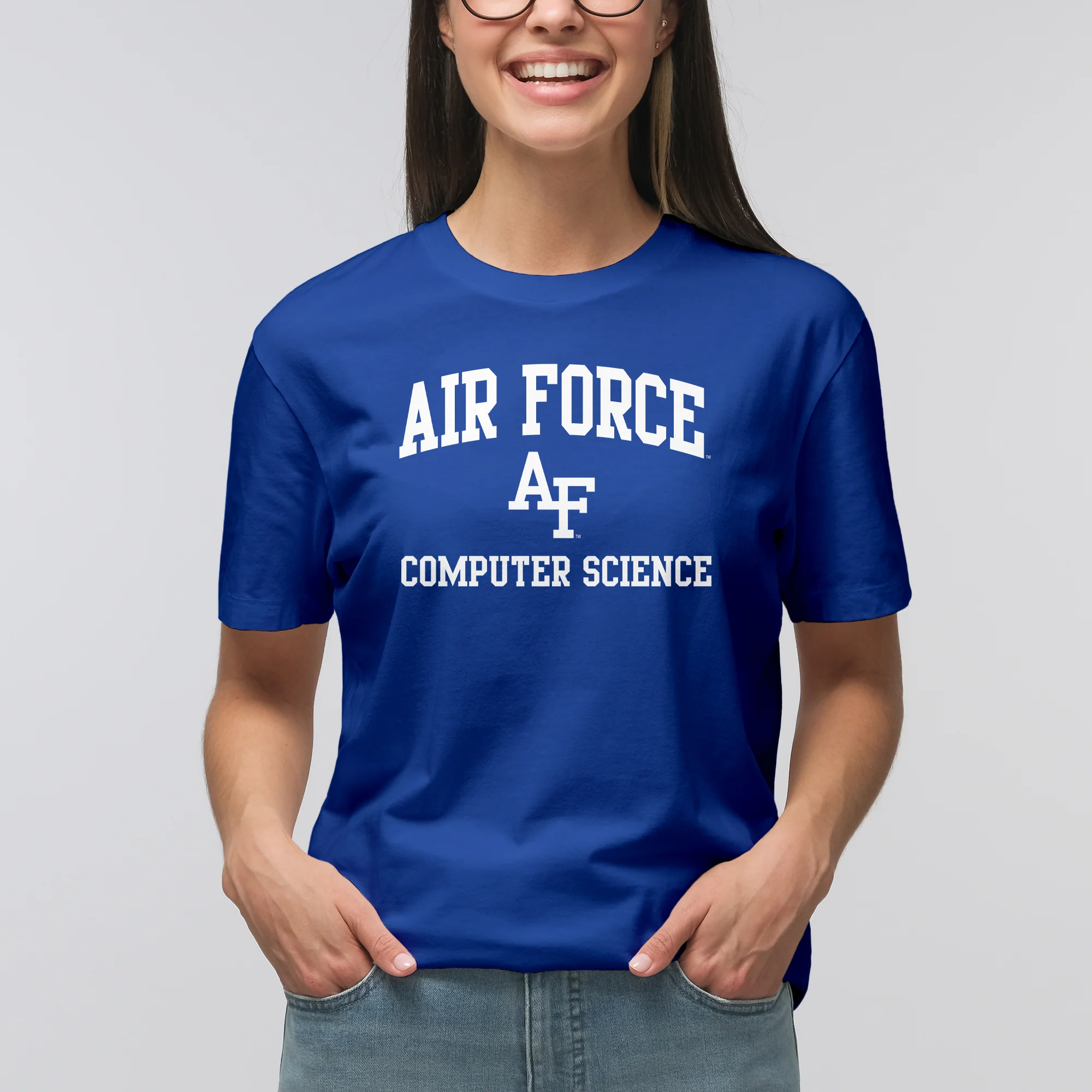 Air Force Academy Arch Logo Computer Science T-Shirt - Royal - Image 4