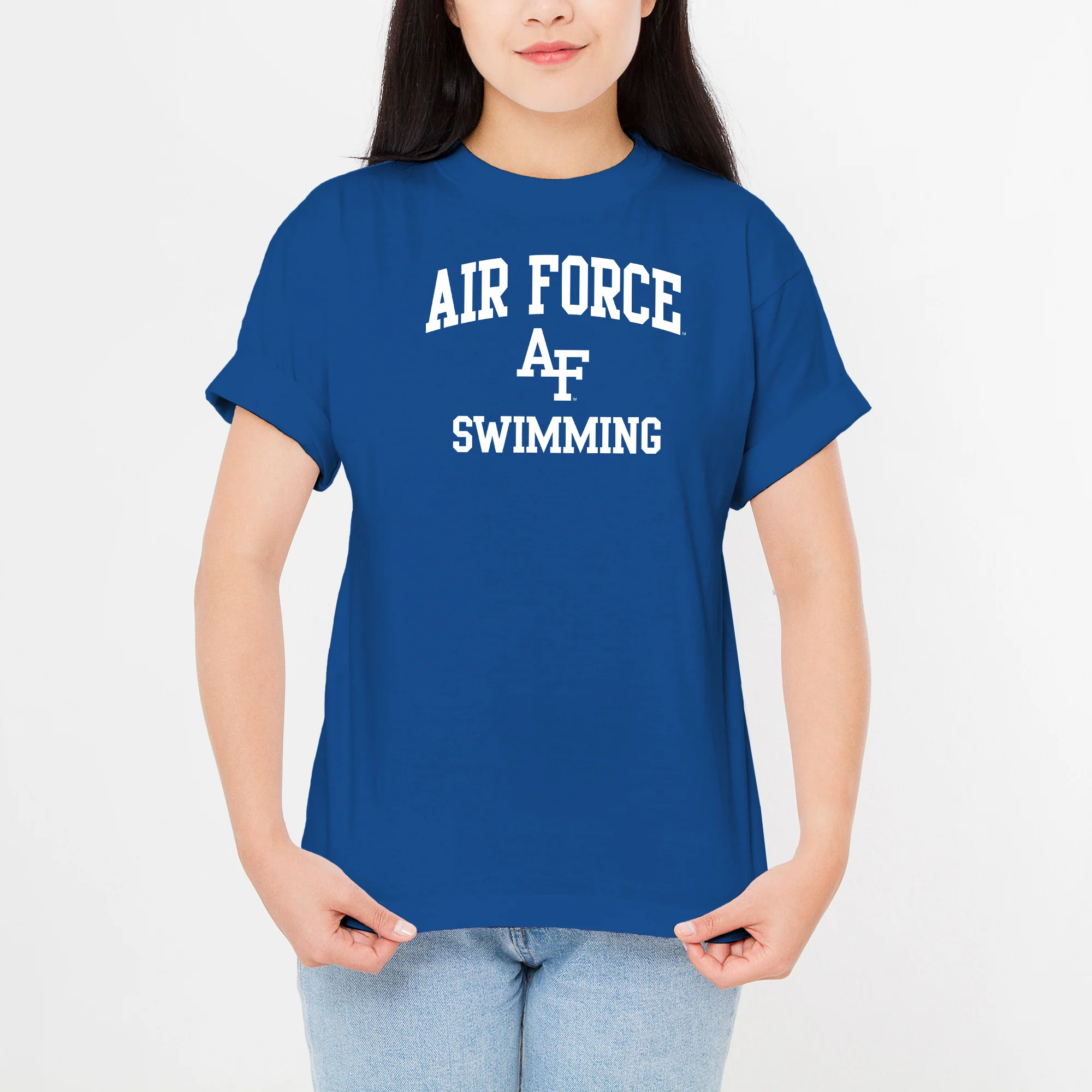 Air Force Academy Arch Logo Swimming T-Shirt - Royal - Image 4
