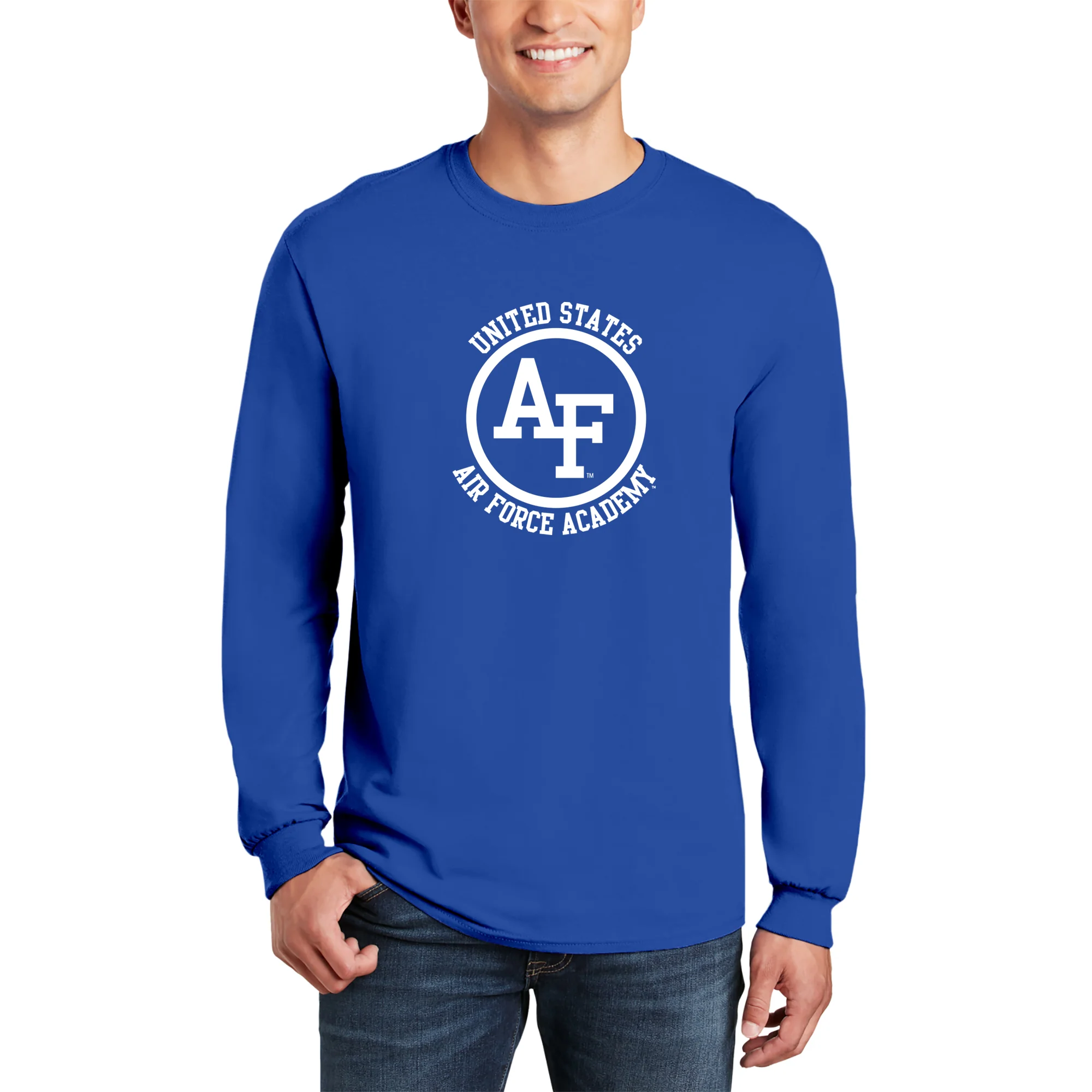 Air Force Academy Falcons Distressed Circle Logo Long Sleeve T-Shirt - Royal - Image 3