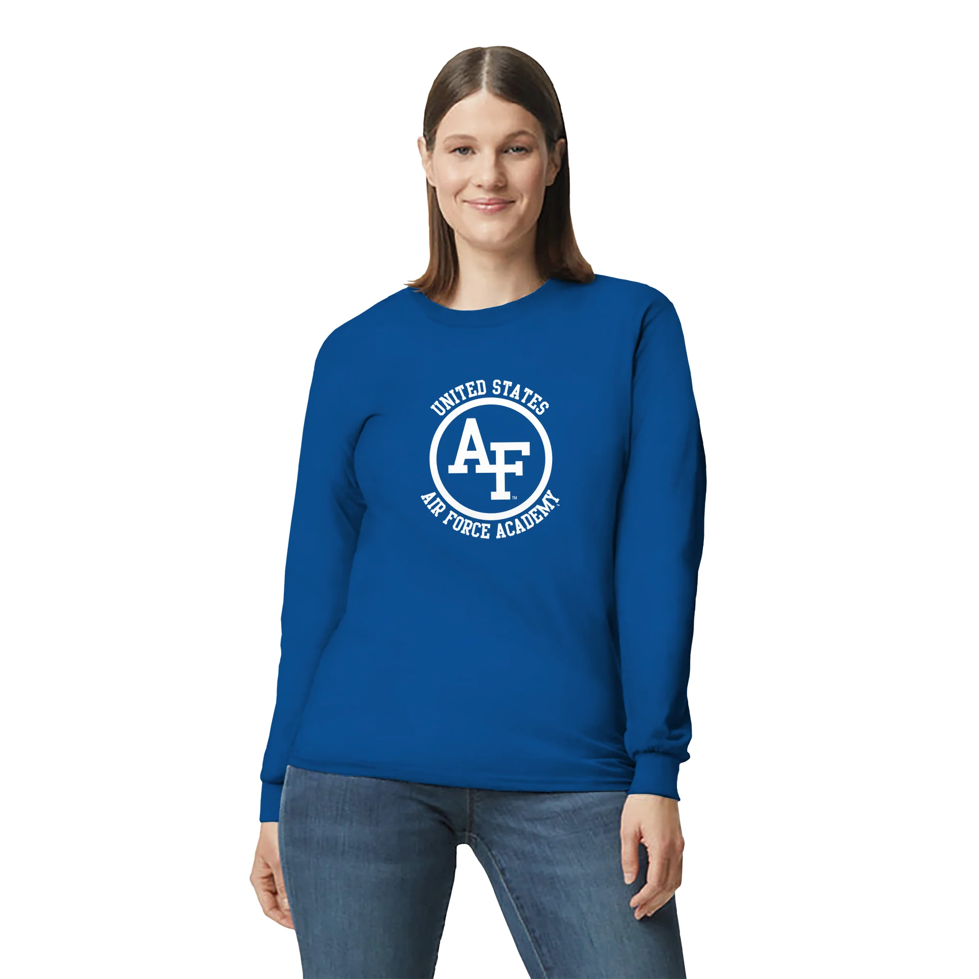 Air Force Academy Falcons Distressed Circle Logo Long Sleeve T-Shirt - Royal - Image 4