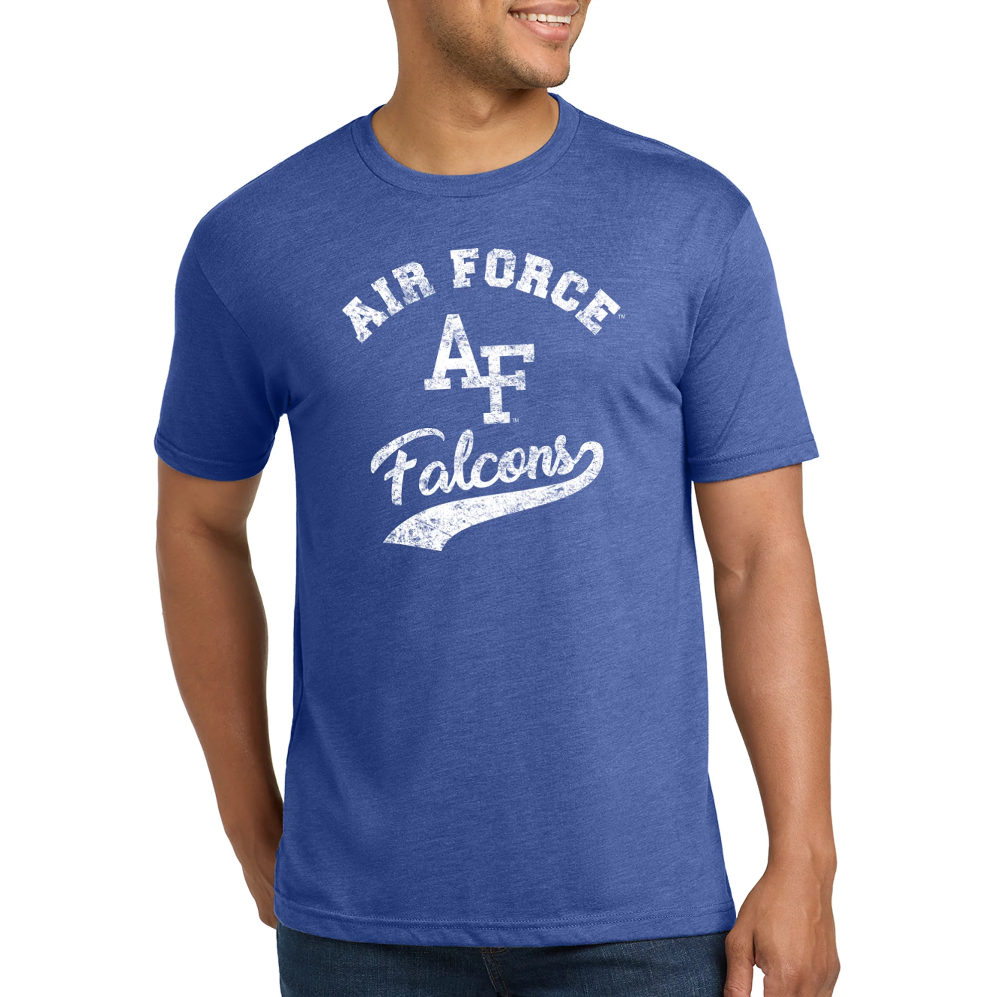 Air Force Academy Falcons Retro Script Premium Triblend T-Shirt - Vintage Royal - Image 3