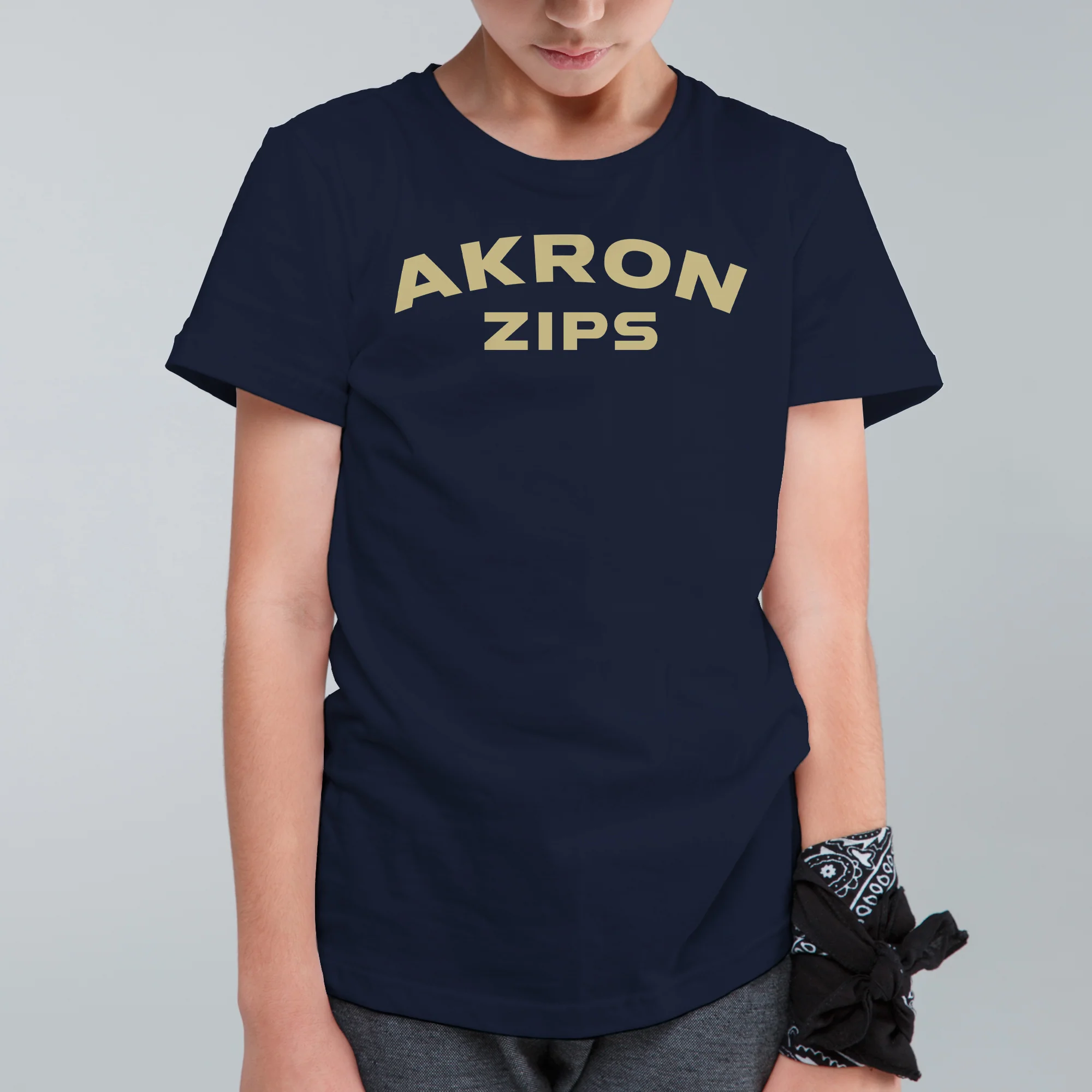 Akron Zips Arch Logo Youth T-Shirt - Navy - Image 3