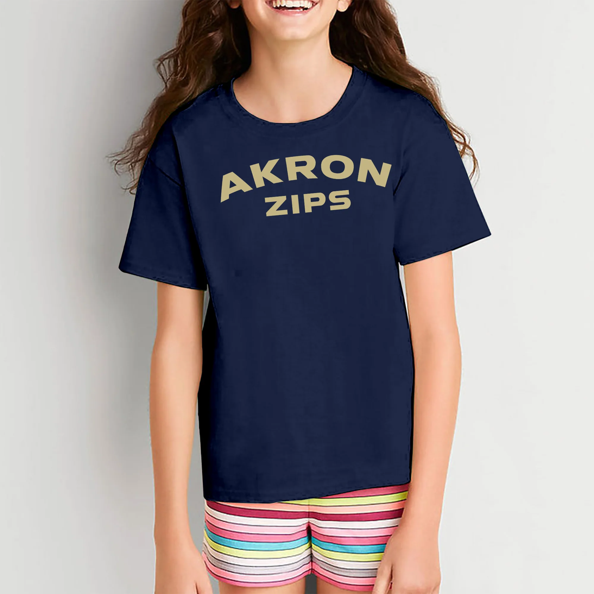 Akron Zips Arch Logo Youth T-Shirt - Navy - Image 4