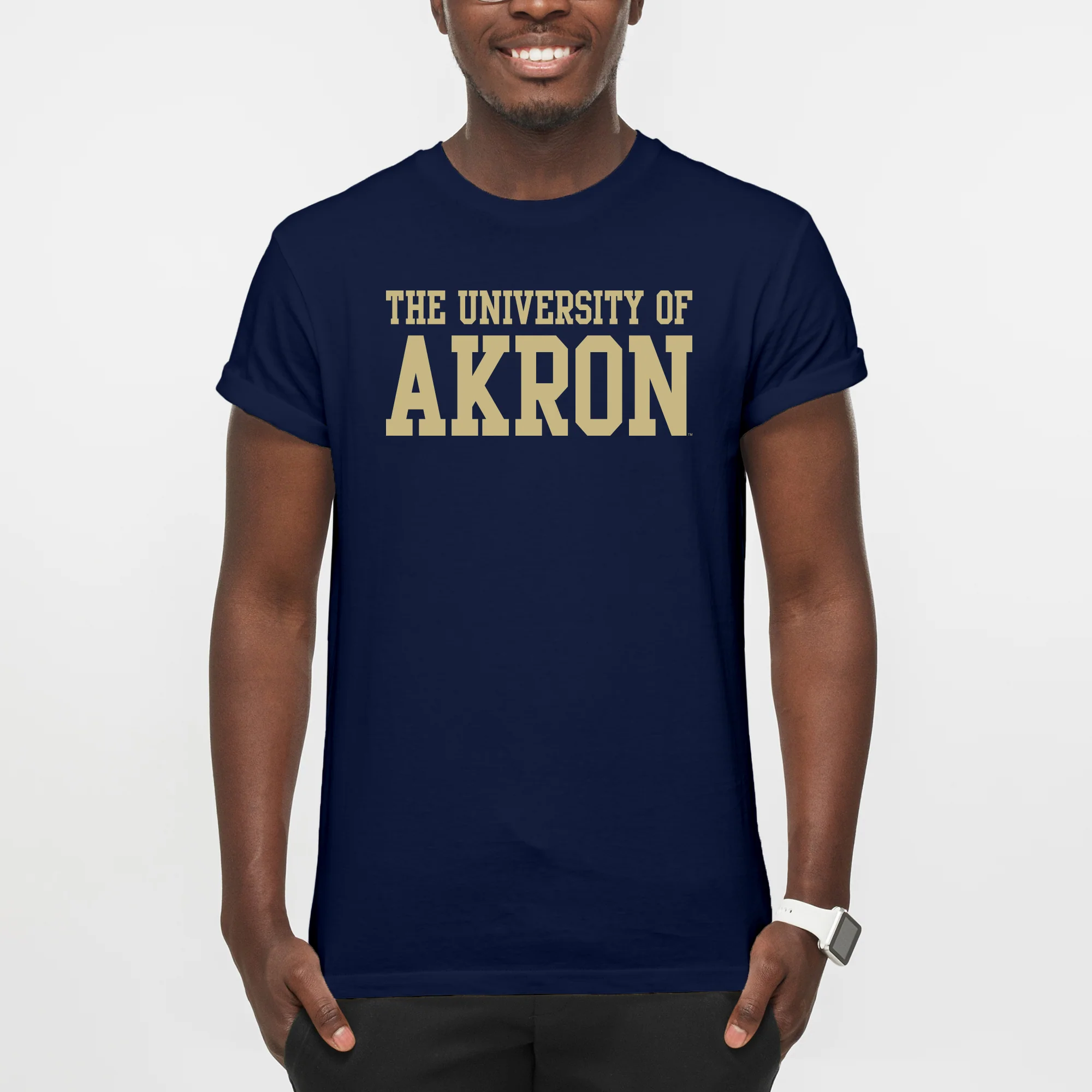 Akron Zips Basic Block T Shirt - Navy - Image 3
