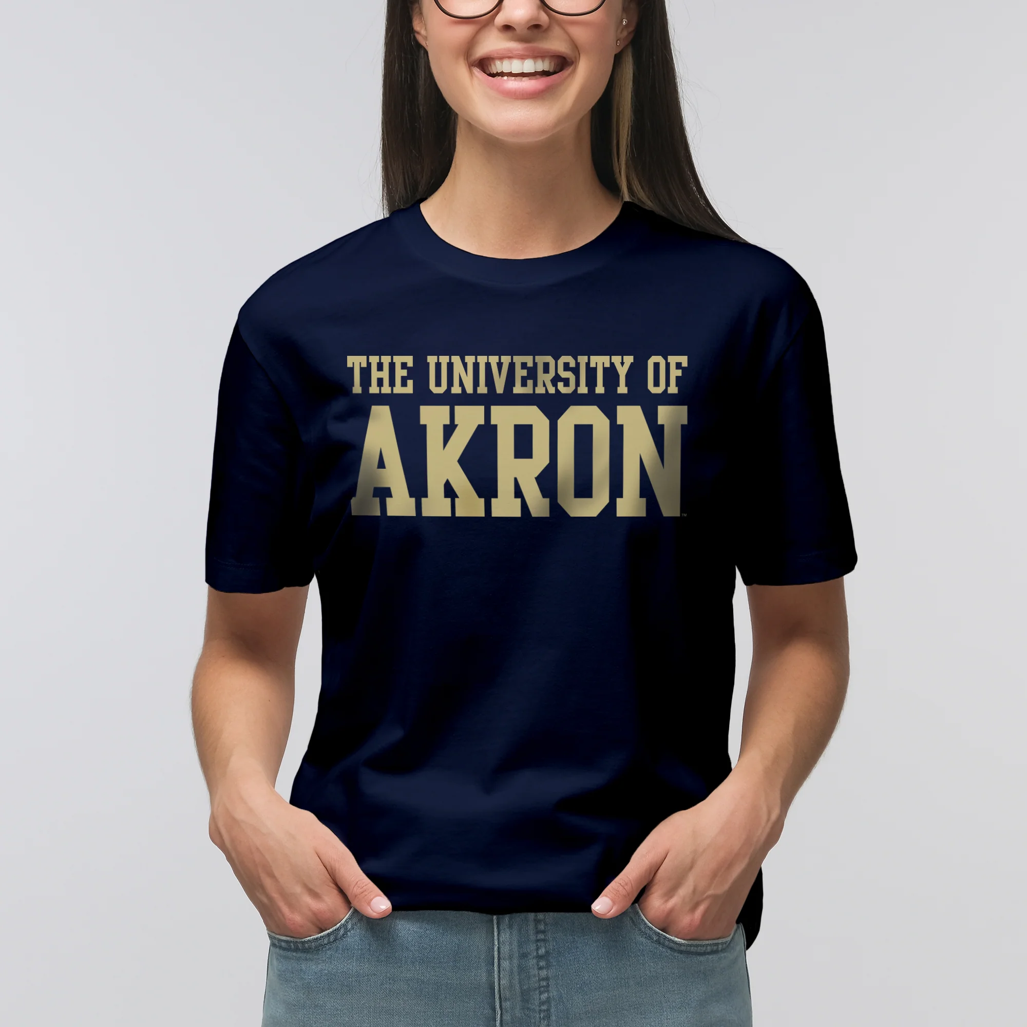 Akron Zips Basic Block T Shirt - Navy - Image 4