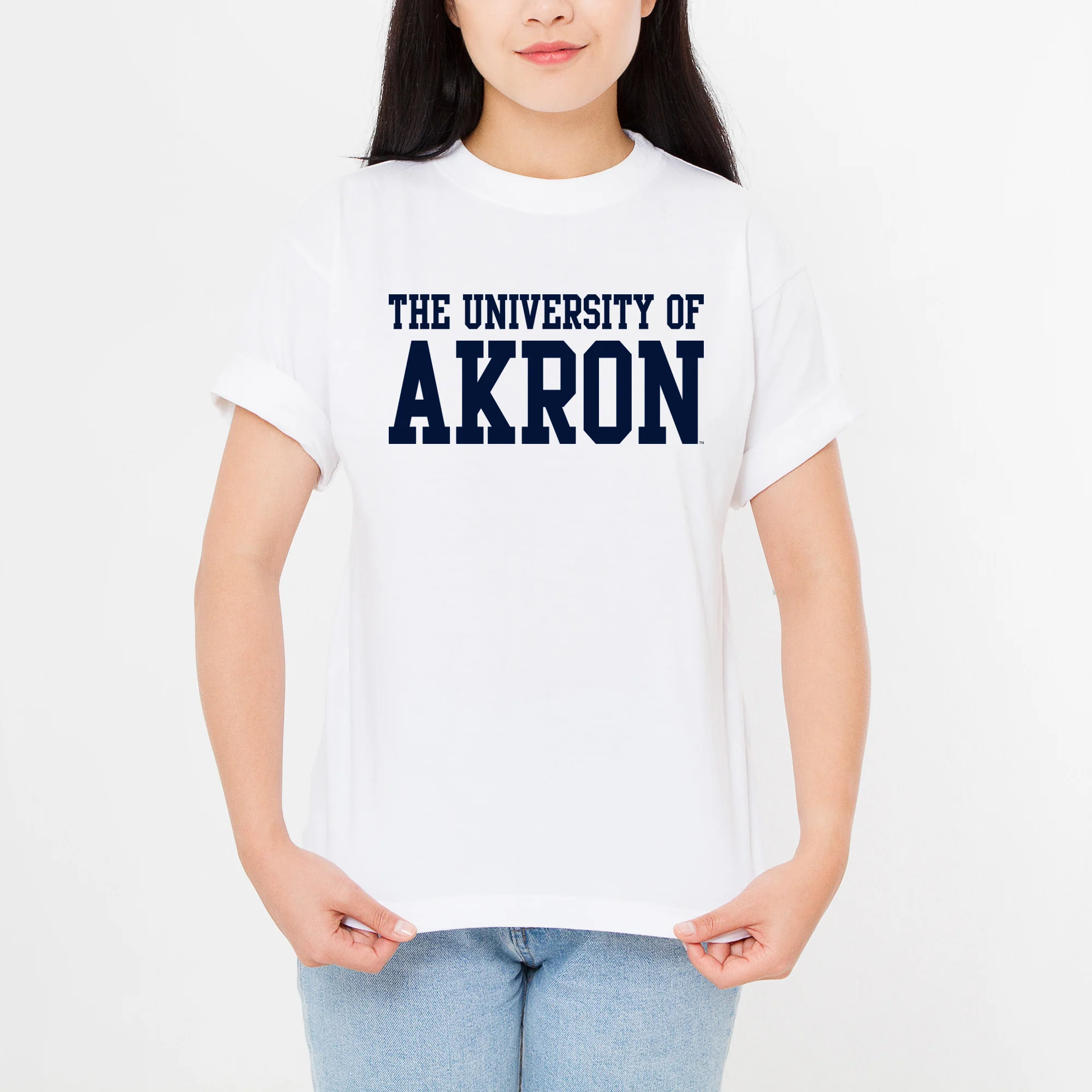 Akron Zips Basic Block T Shirt - White - Image 4