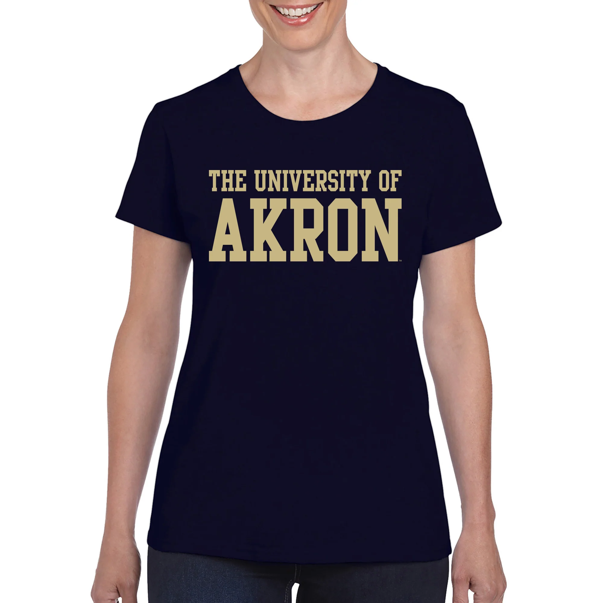 Akron Zips Basic Block Women's T Shirt - Navy - Image 3