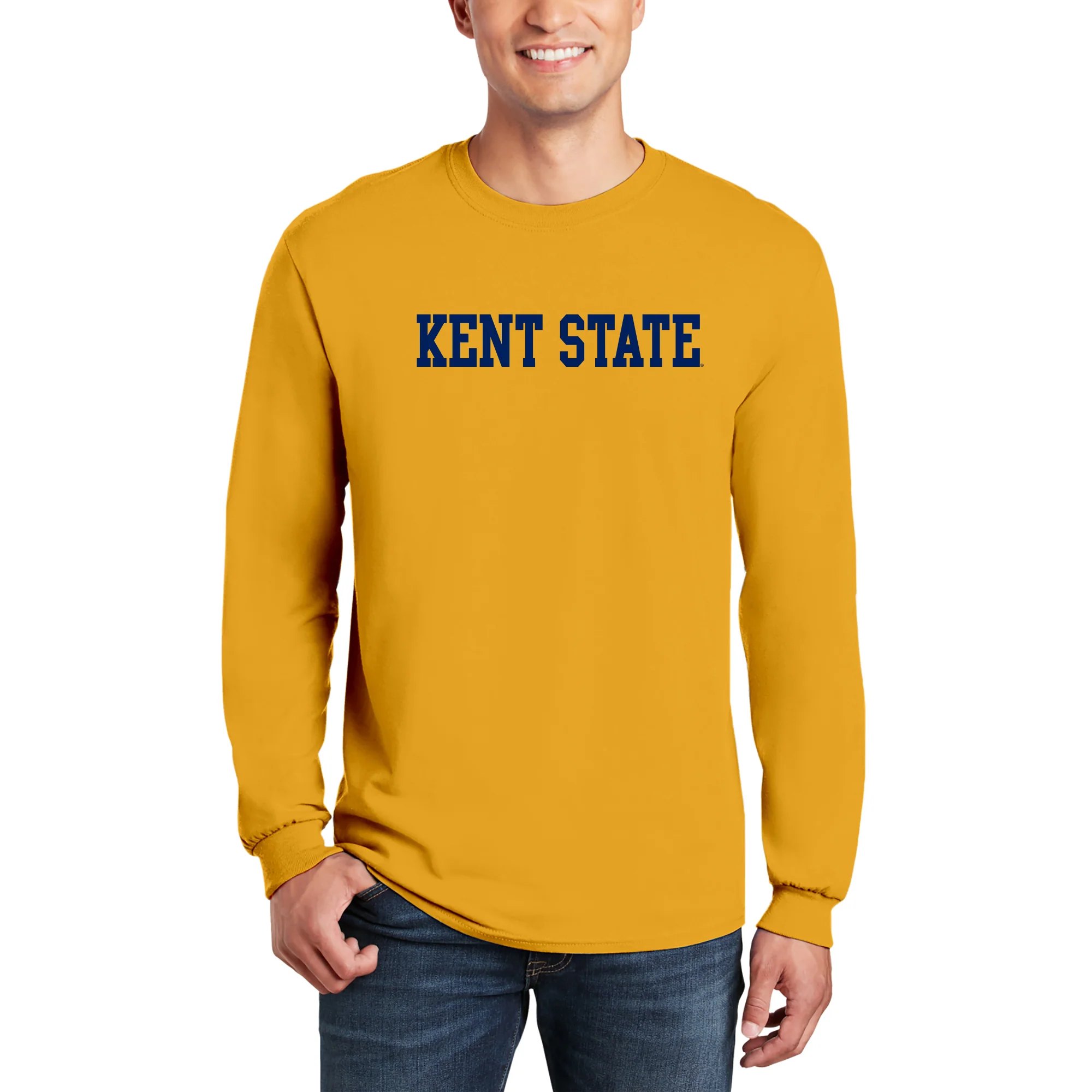 Kent State Golden Flashes Basic Block Long Sleeve T Shirt - Gold - Image 3
