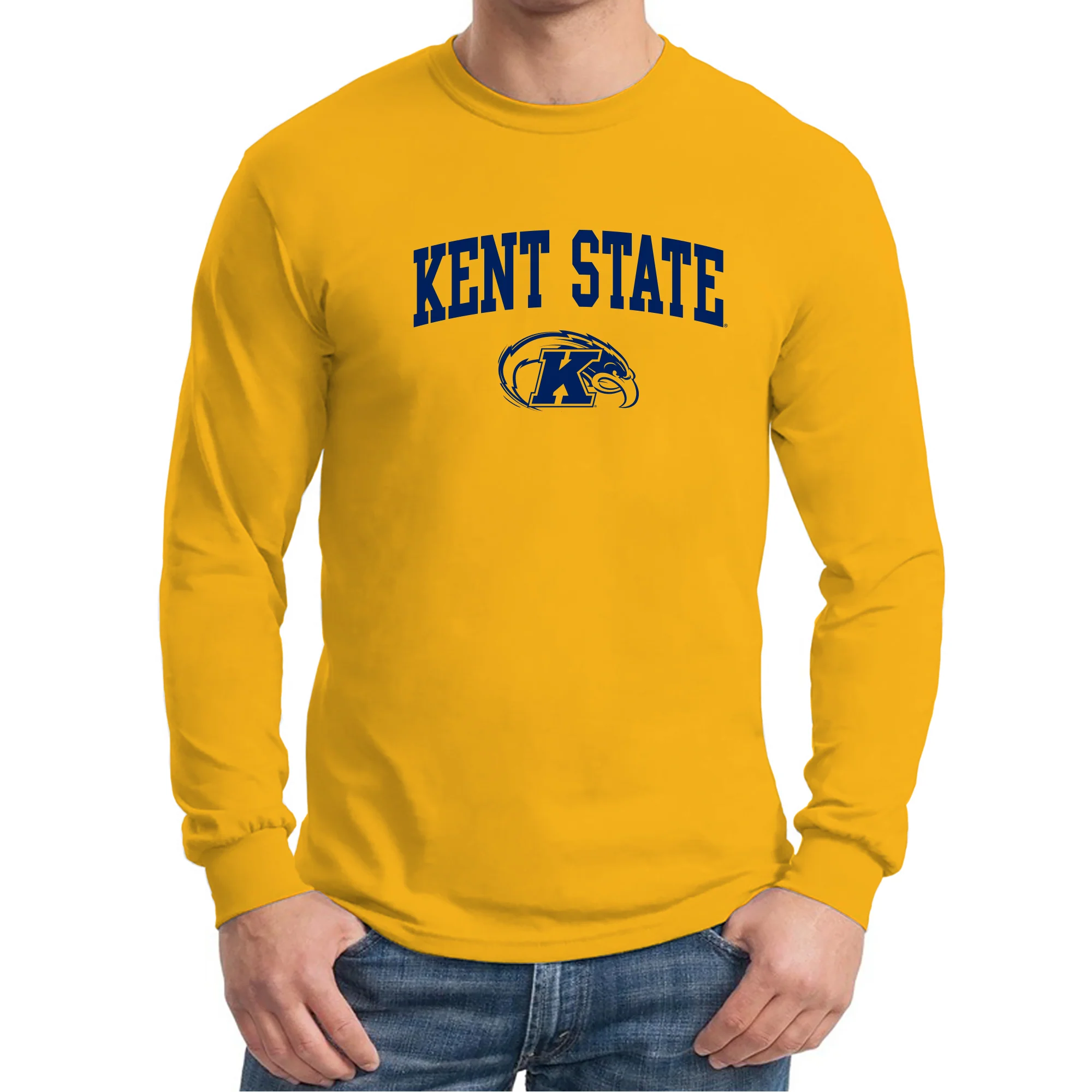 Kent State Golden Flashes Arch Logo Long Sleeve T Shirt - Gold - Image 3