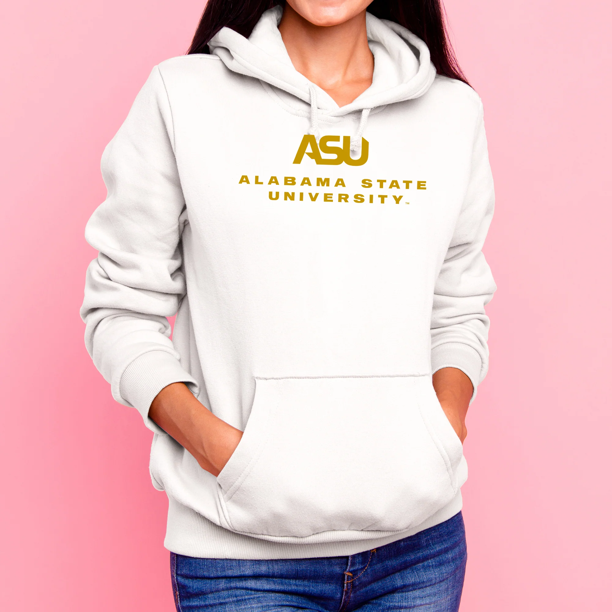 Alabama State Hornets Institutional Logo Hoodie - White - Image 4