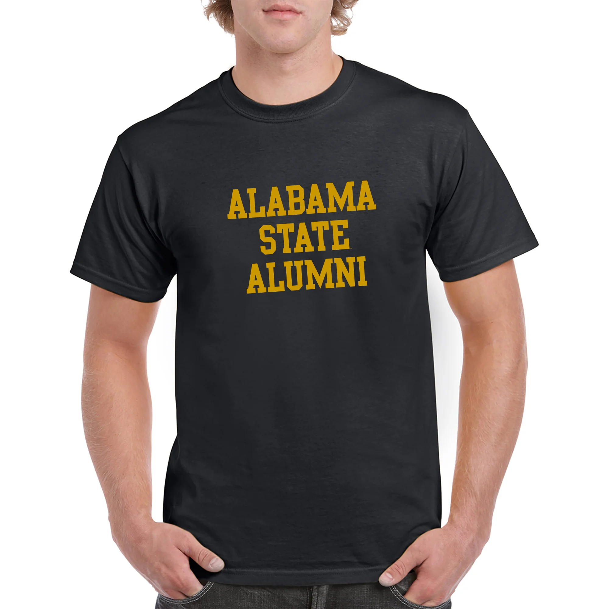 Alabama State University Hornets Basic Block Alumni Short Sleeve T Shirt - Black - Image 3
