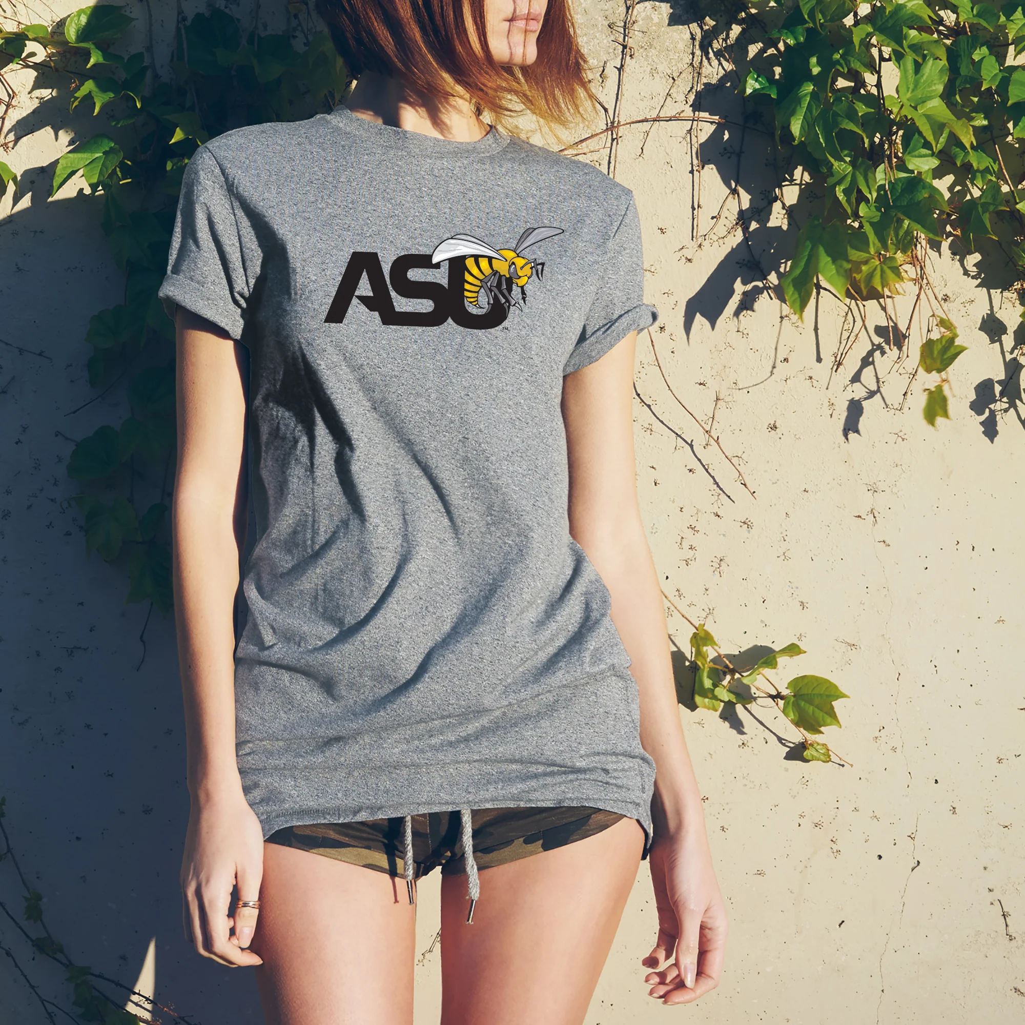 Alabama State University Hornets Primary Logo Short Sleeve T Shirt - Sport Grey - Image 4