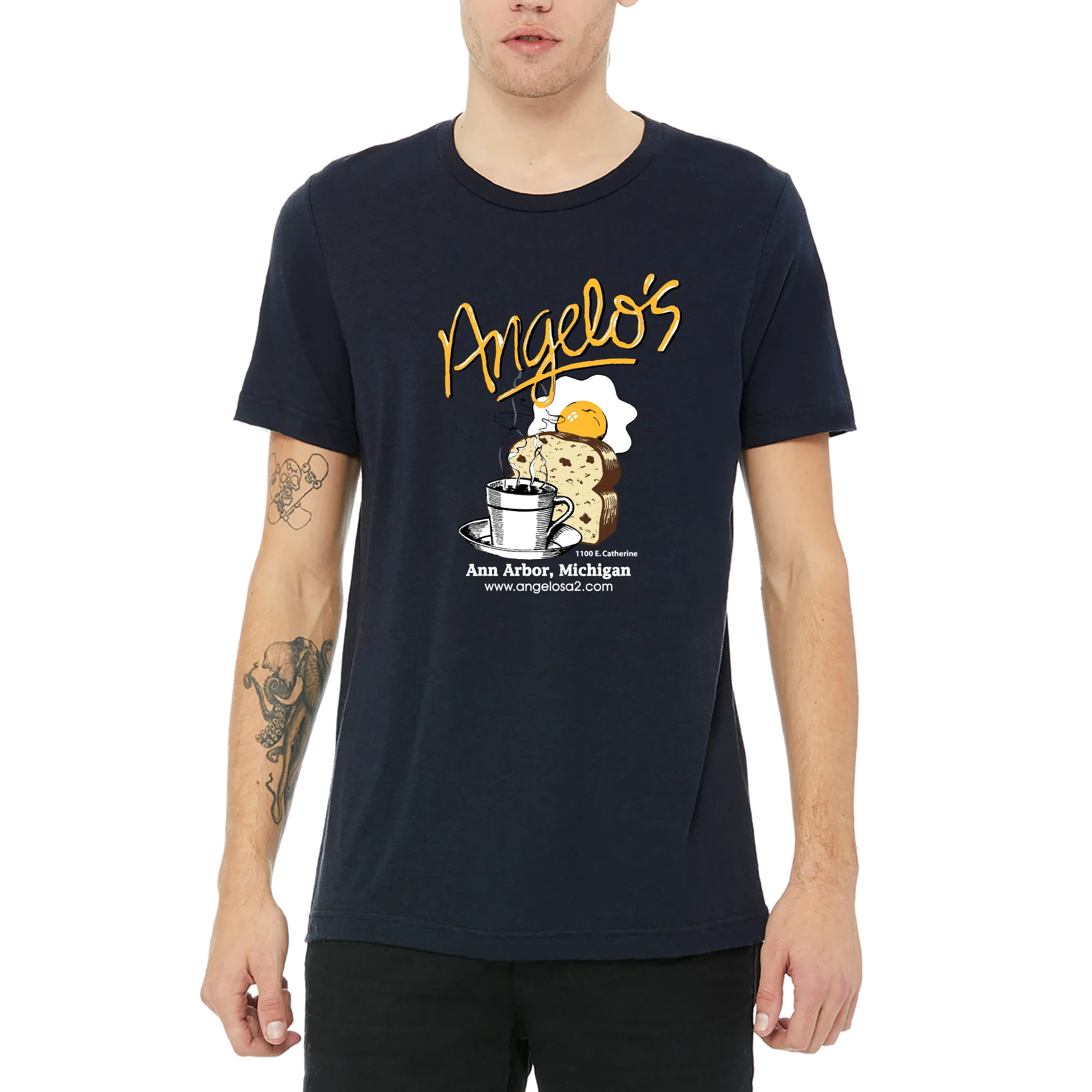 Made in AA - Angelos Triblend T-Shirt - Solid Navy - Image 3