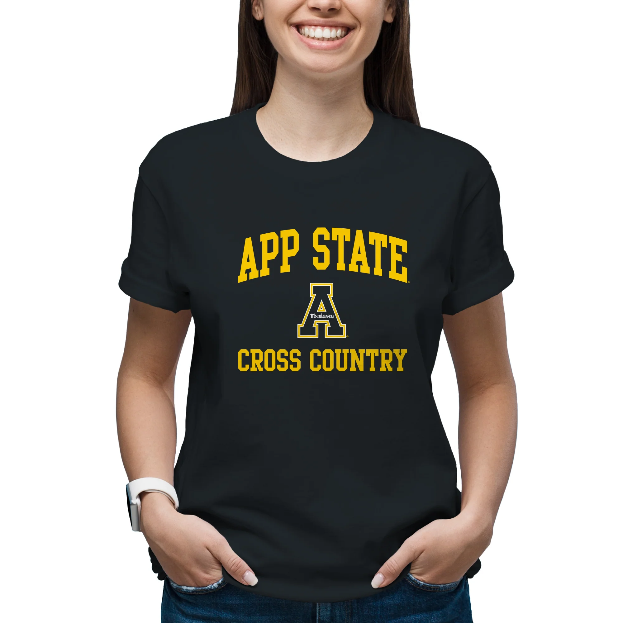 App State Arch Logo Cross Country T-Shirt - Black - Image 4