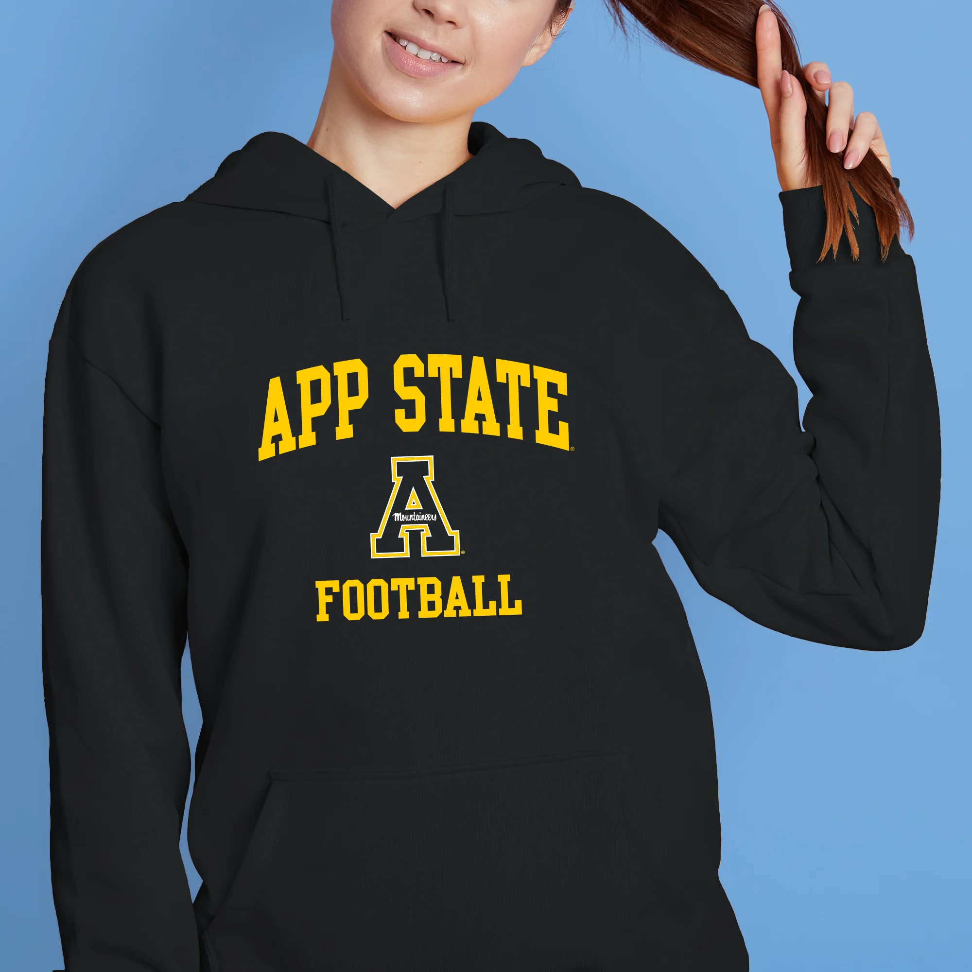 App State Arch Logo Football Hoodie - Black - Image 4