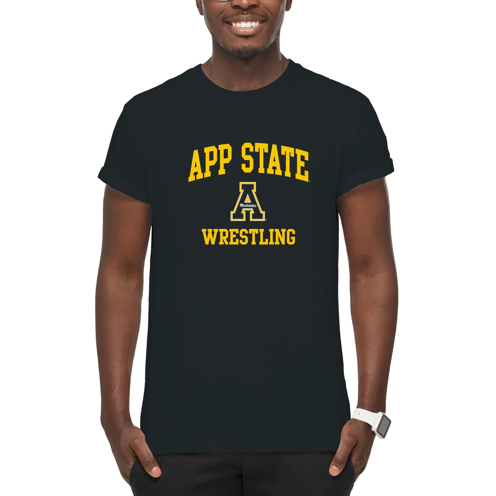 App State Arch Logo Wrestling T-Shirt - Black - Image 3