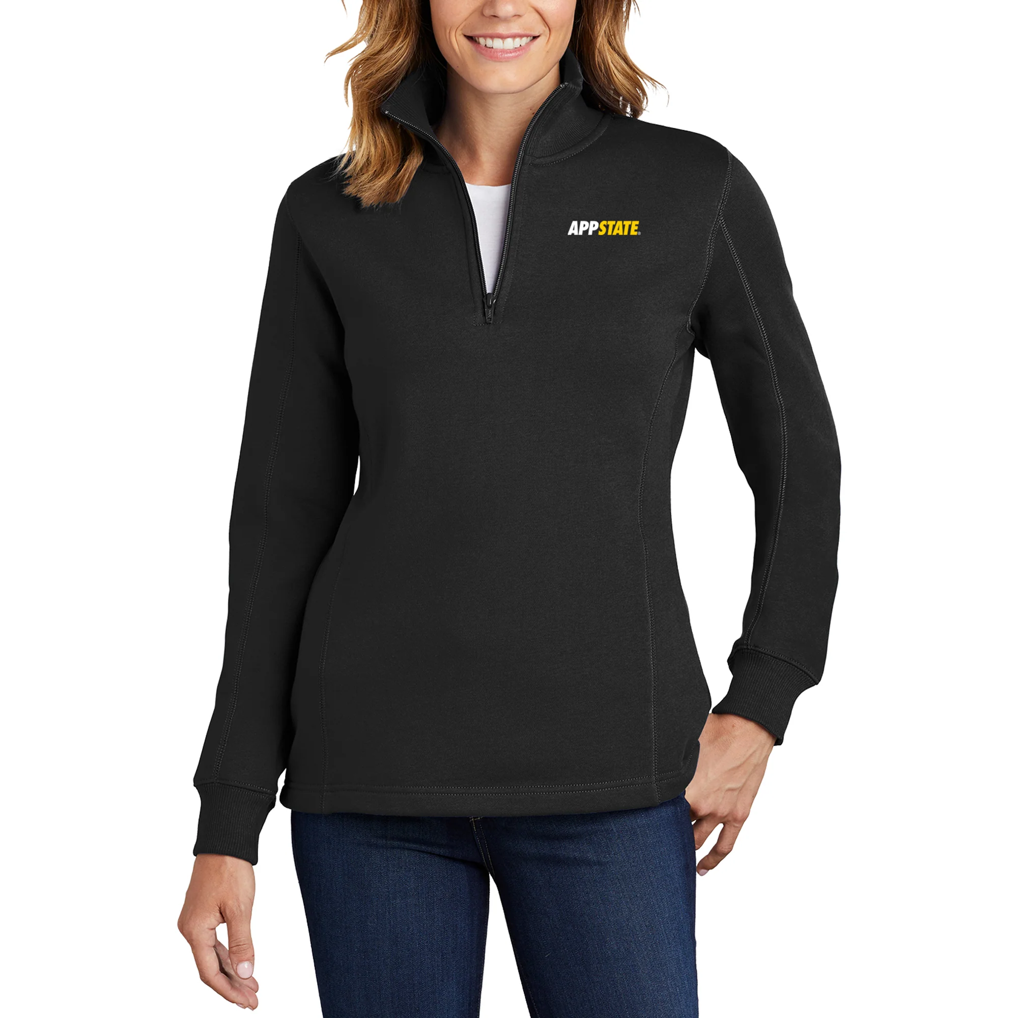 App State Primary Logo LC Women's 1/4 Zip - Black - Image 4
