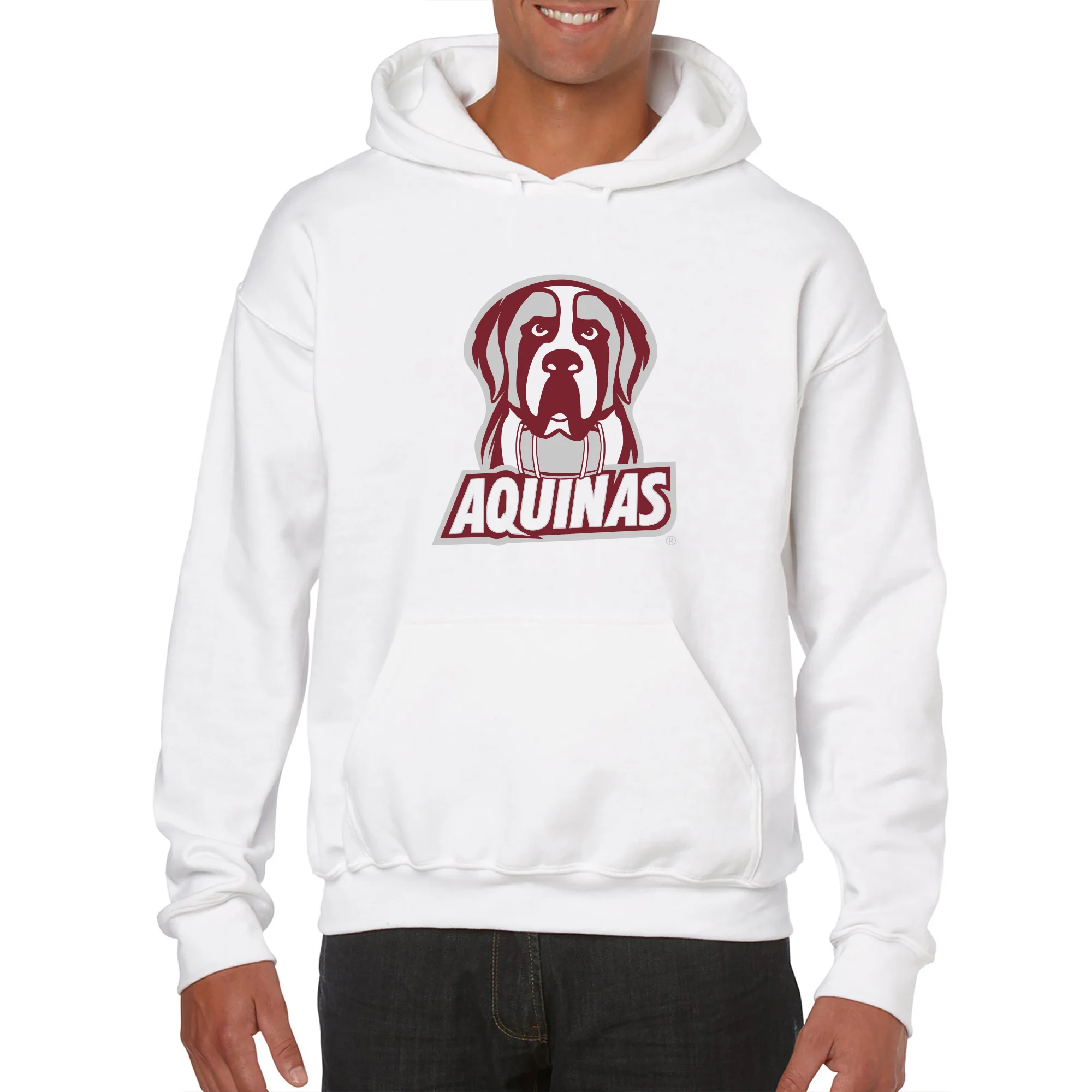 Aquinas College Saints Primary Logo Heavy Blend Hoodie - White - Image 3