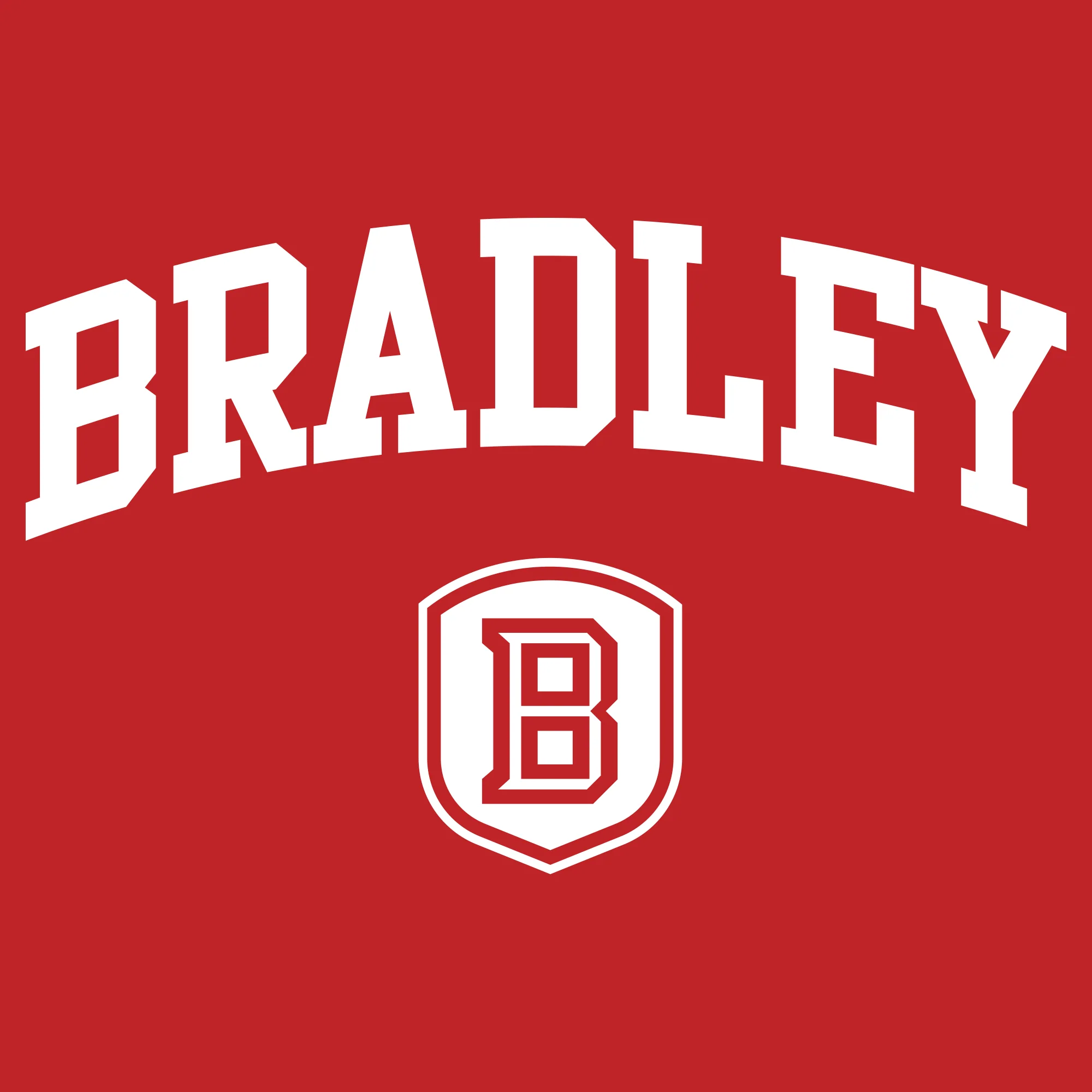 Bradley University Braves Arch Logo Basic Cotton Short Sleeve T Shirt - Red - Image 2