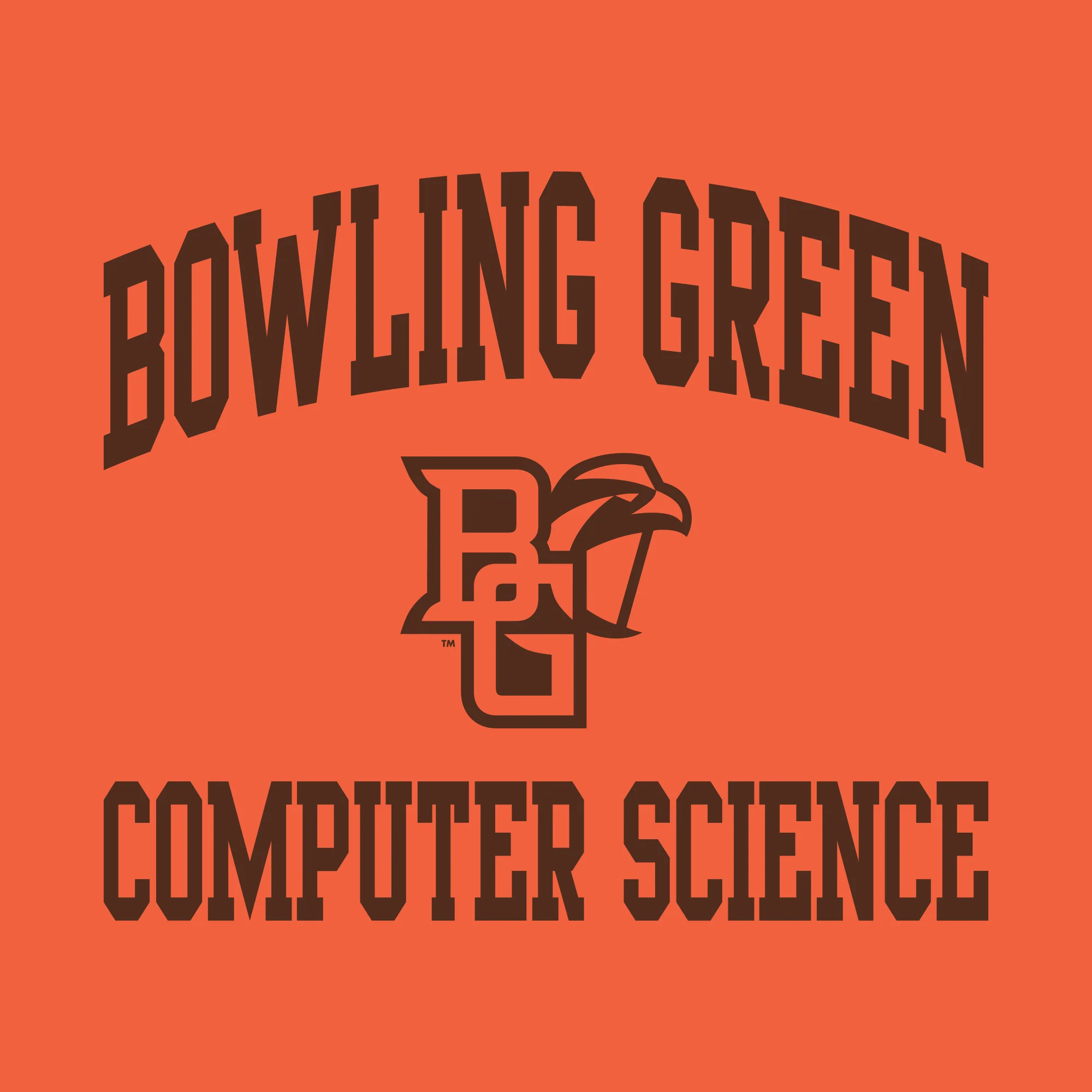 Bowling Green State University Falcons Arch Logo Computer Science Basic Cotton Short Sleeve T Shirt - Orange - Image 2