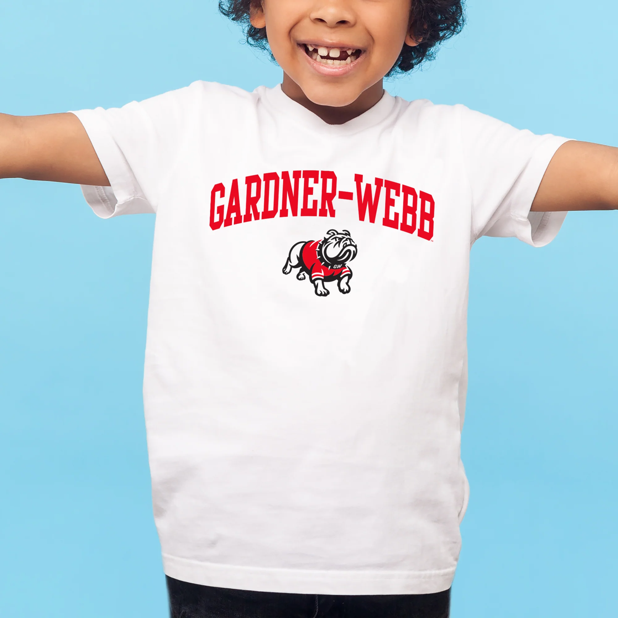 Gardner-Webb University Bulldogs Arch Logo Basic Cotton Short Sleeve Youth T Shirt - White - Image 3