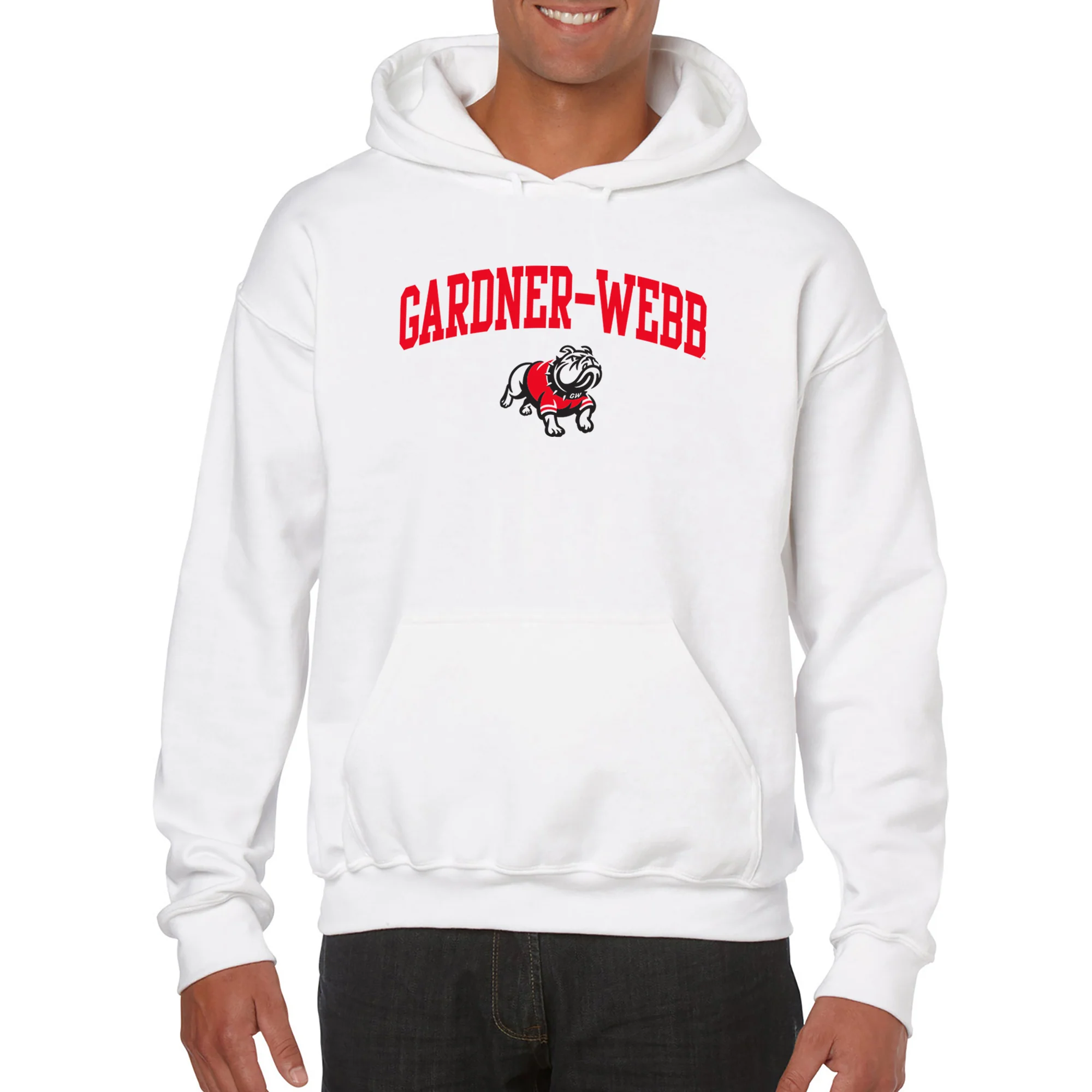 Gardner-Webb University Bulldogs Arch Logo Heavy Blend Hoodie - White - Image 3