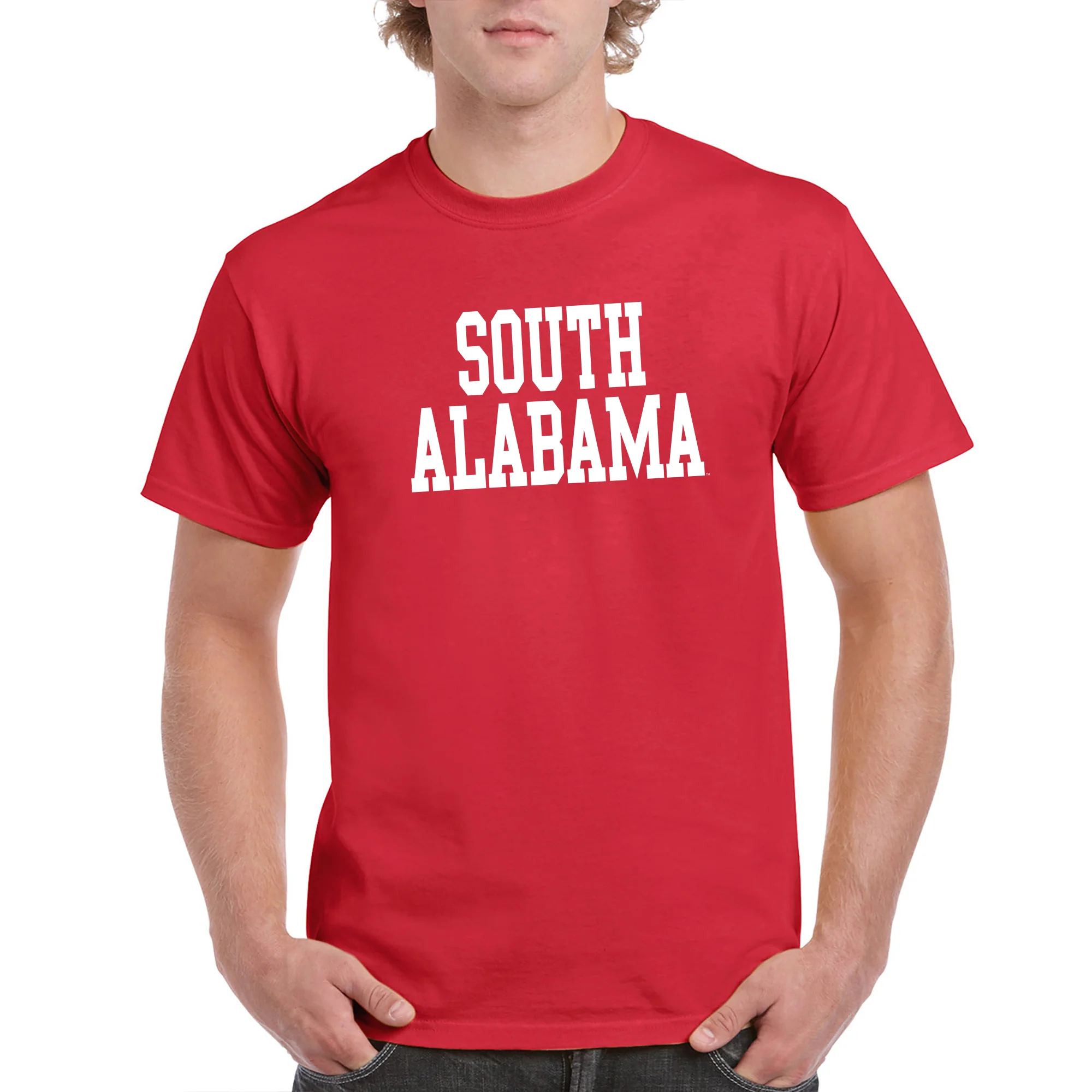 South Alabama Jaguars Basic Block T Shirt - Red - Image 3