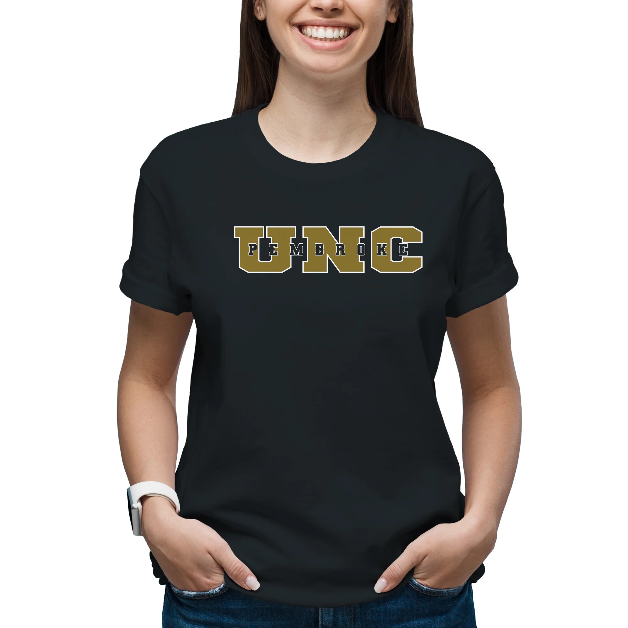 UNC Pembroke Braves Basic Block T Shirt - Black - Image 4