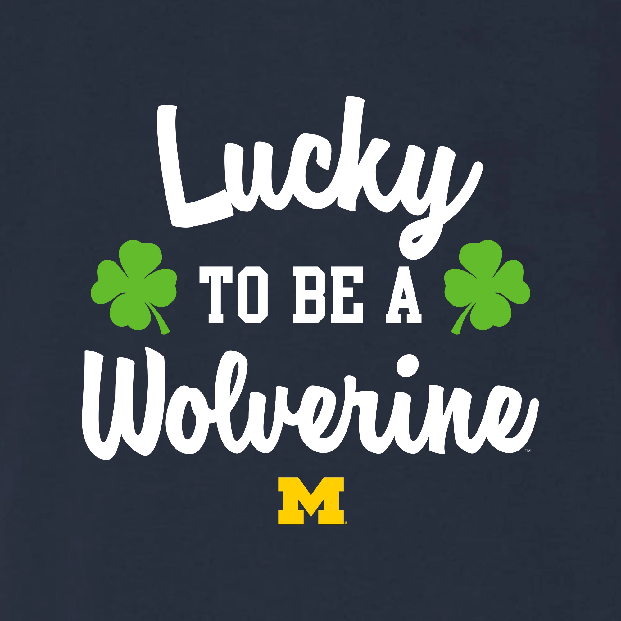 Michigan Wolverines Lucky to be a Wolverine Triblend T Shirt - Solid Navy - Image 2