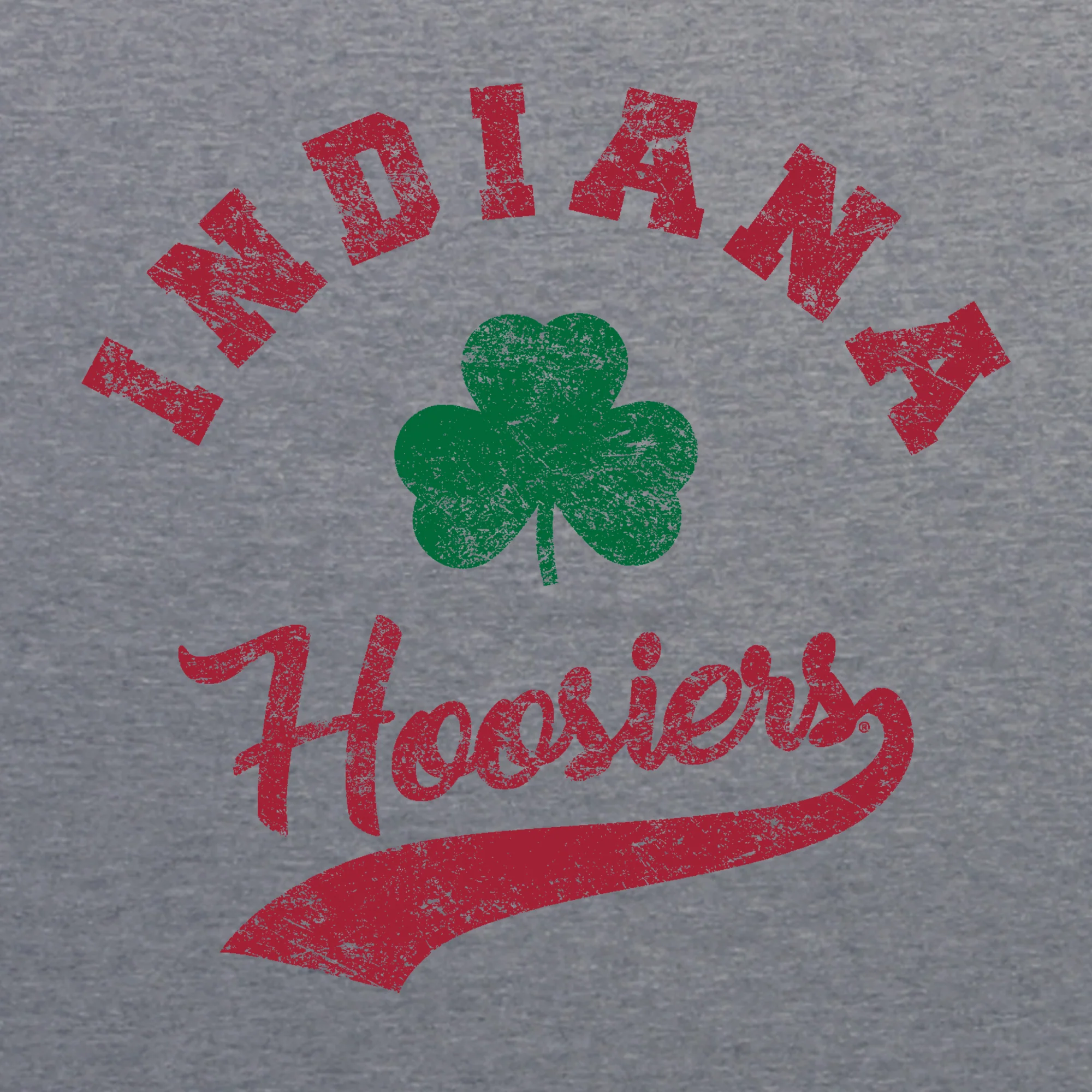 Indiana Hoosiers Retro Clover Script Triblend T Shirt - Premium Heather - Image 2