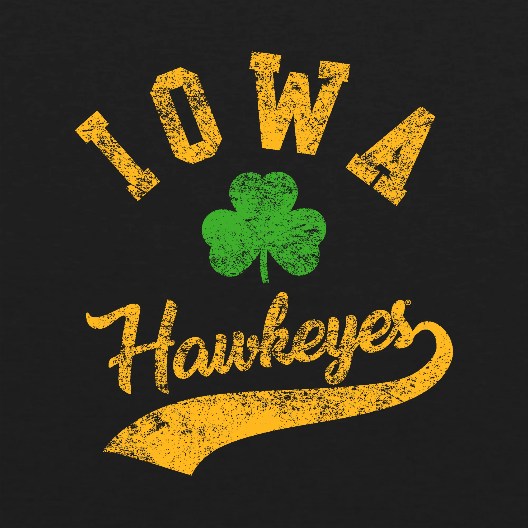 Iowa Hawkeyes Retro Clover Script Triblend T Shirt - Vintage Black - Image 2