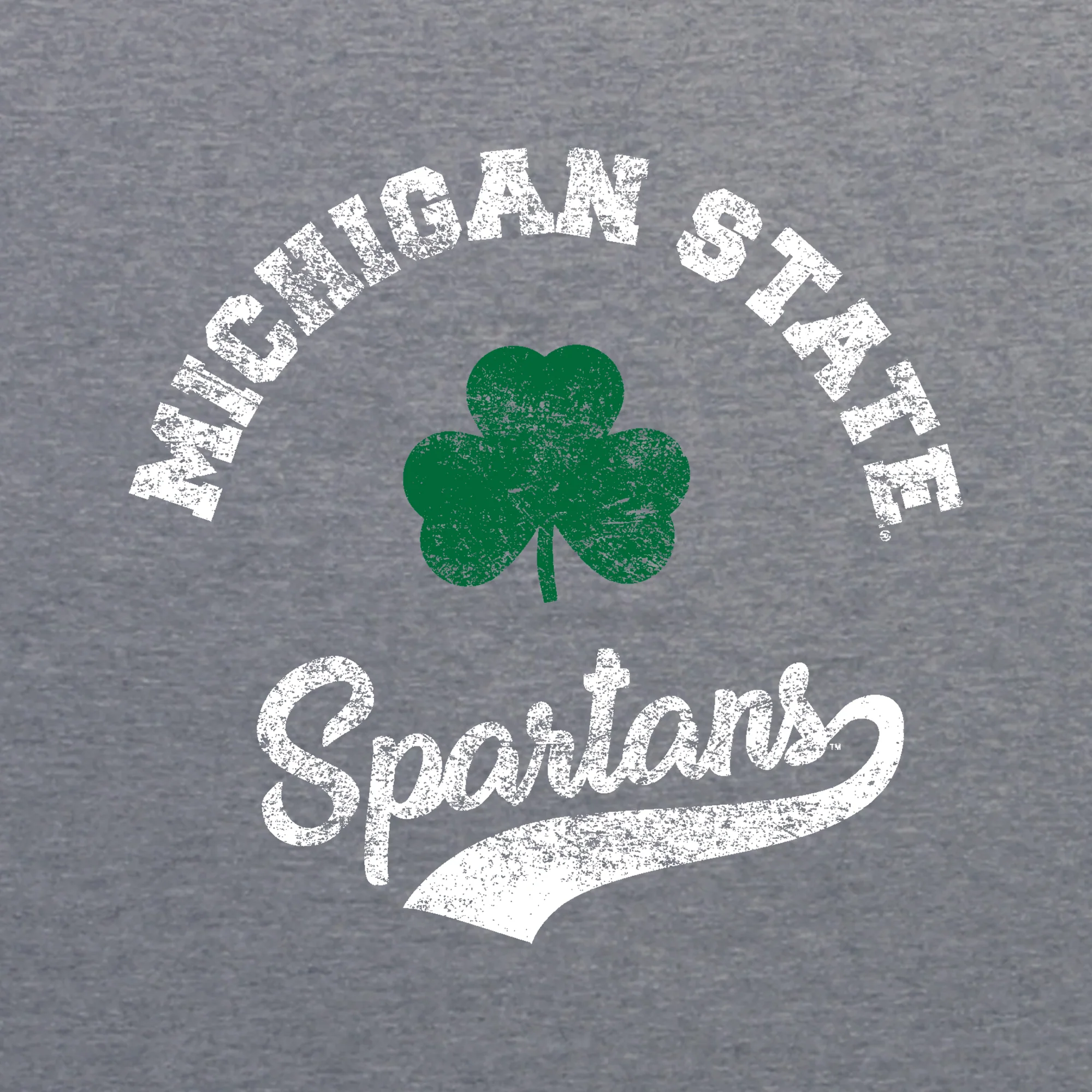 Michigan State Spartans Retro Clover Script Triblend T Shirt - Premium Heather - Image 2