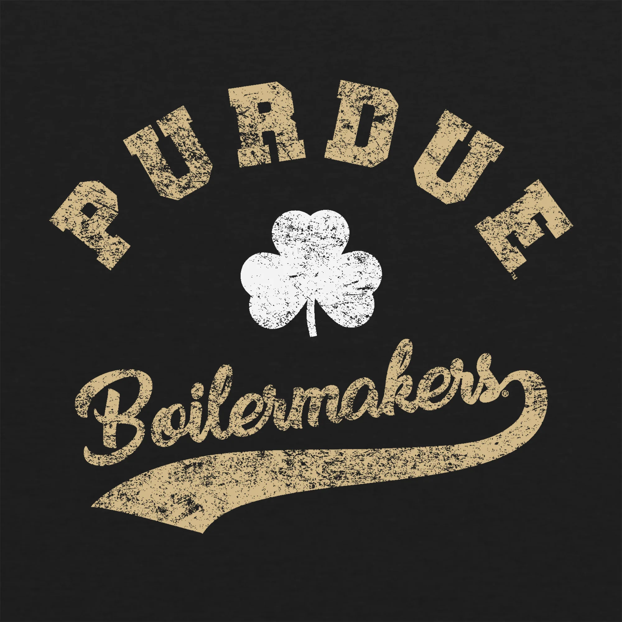 Purdue Boilermakers Retro Clover Script Triblend T Shirt - Vintage Black - Image 2