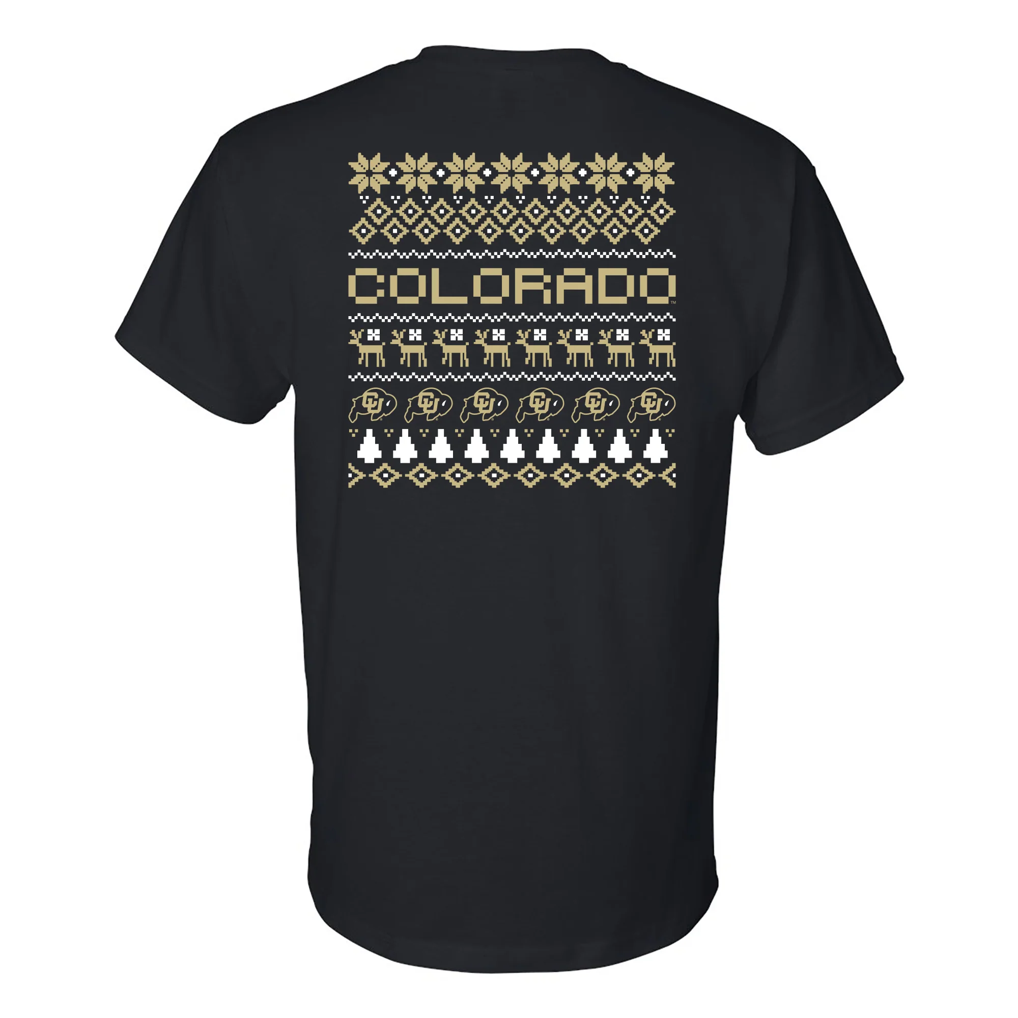 University of Colorado Buffaloes Holiday Ugly Sweater T Shirt - Black - Image 3