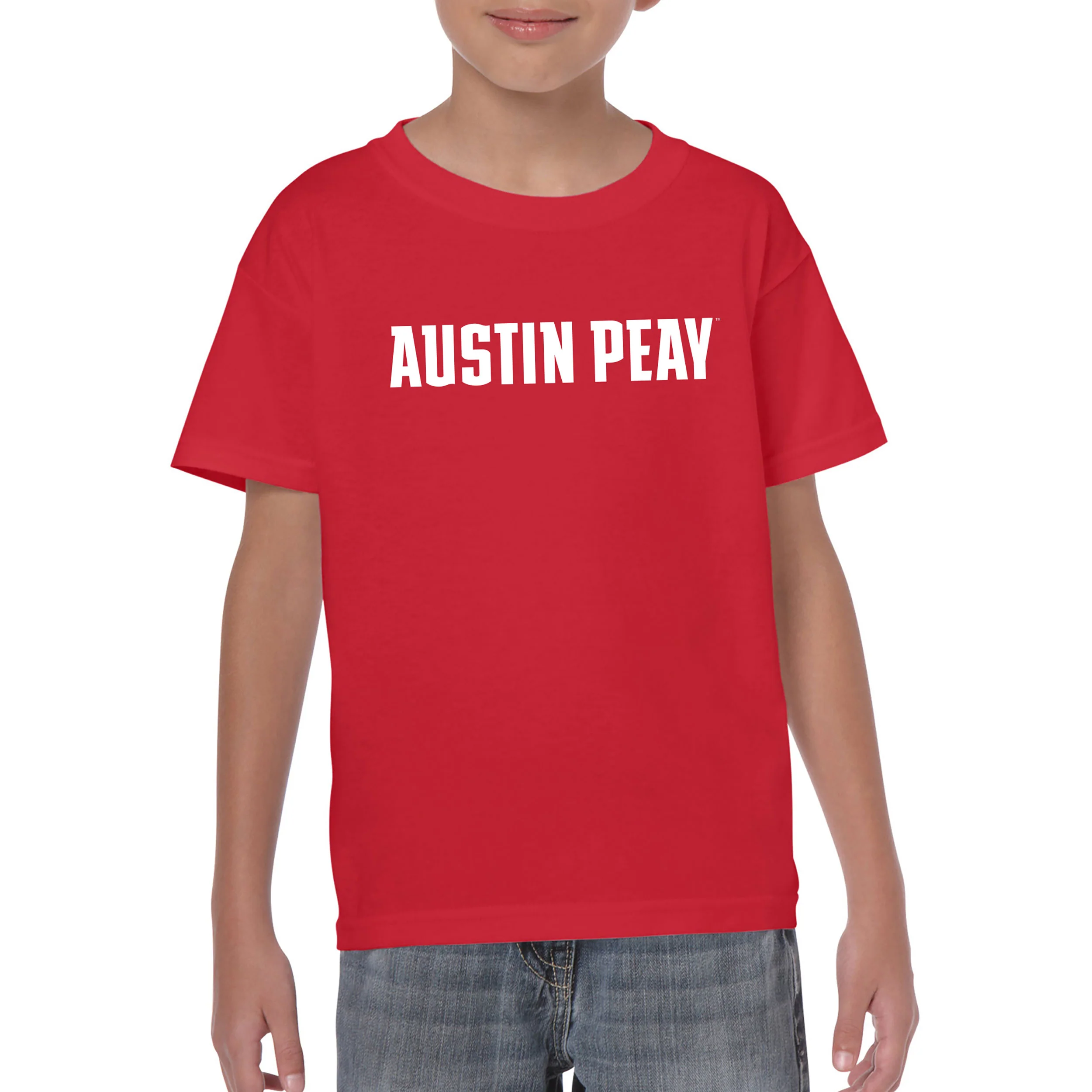 Austin Peay State University Governors Basic Block Cotton Youth T-Shirt - Red - Image 3
