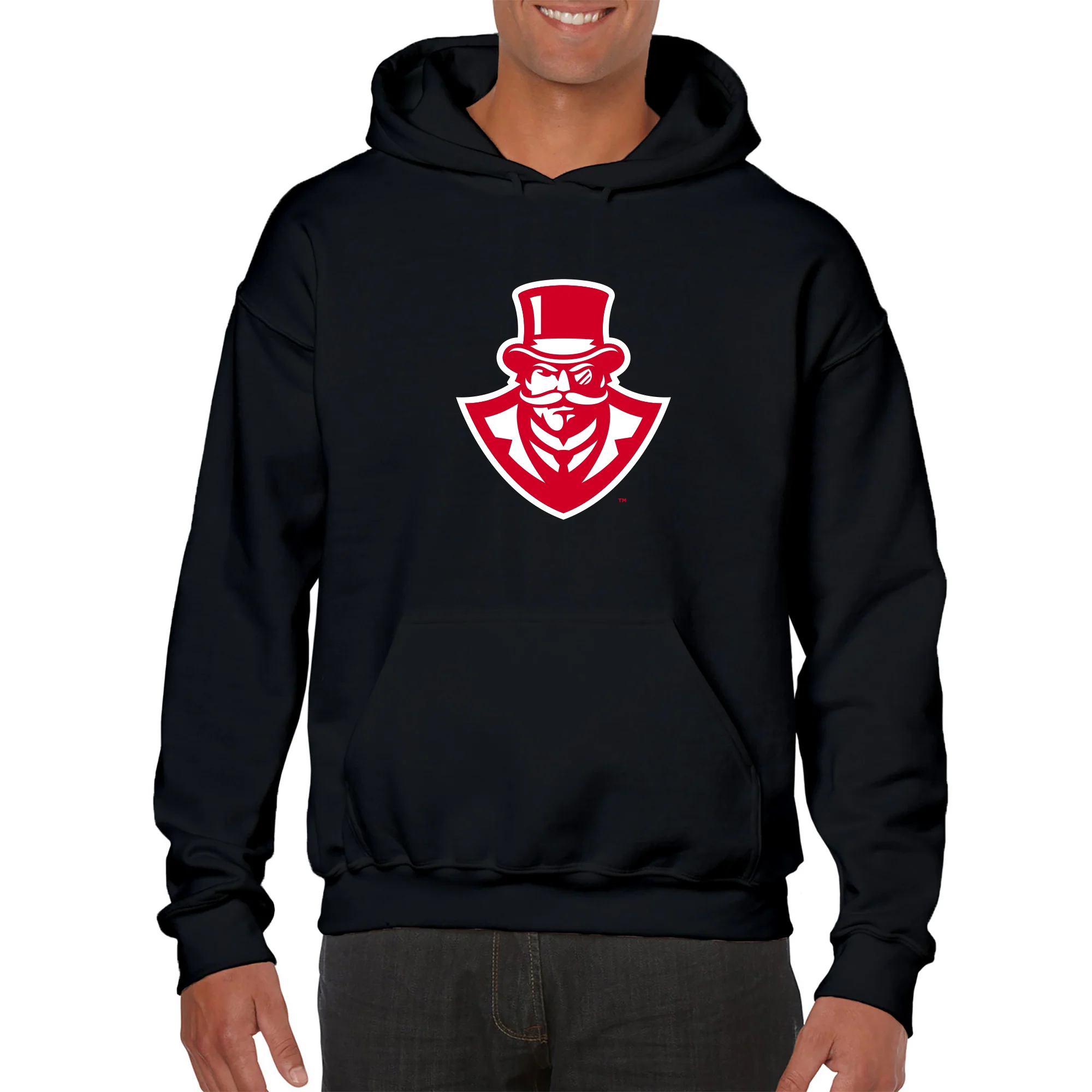 Austin Peay State University Governors Primary Logo Cotton Hoodie - Black - Image 3