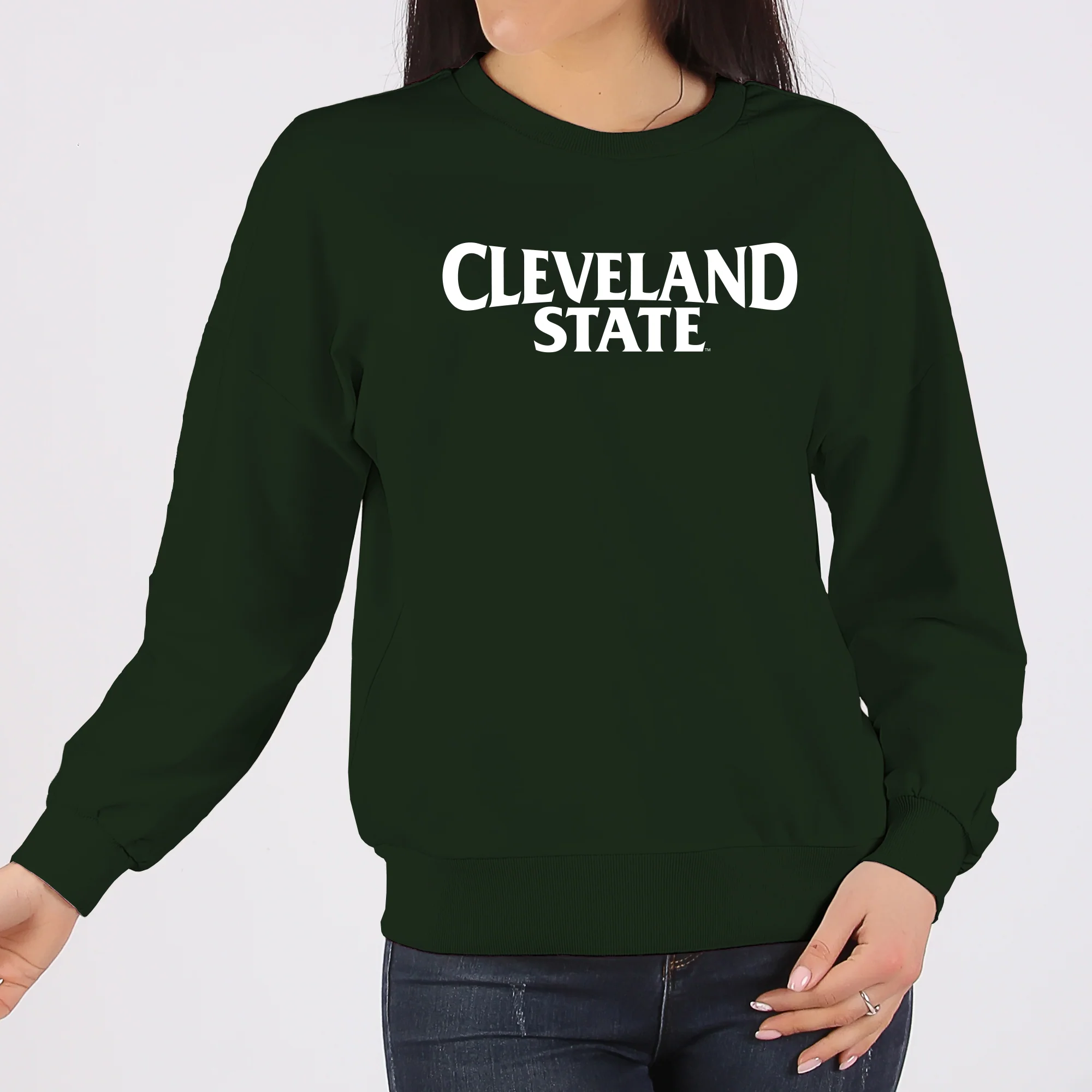 Cleveland State Vikings Basic Block Crewneck Sweatshirt - Forest - Image 4