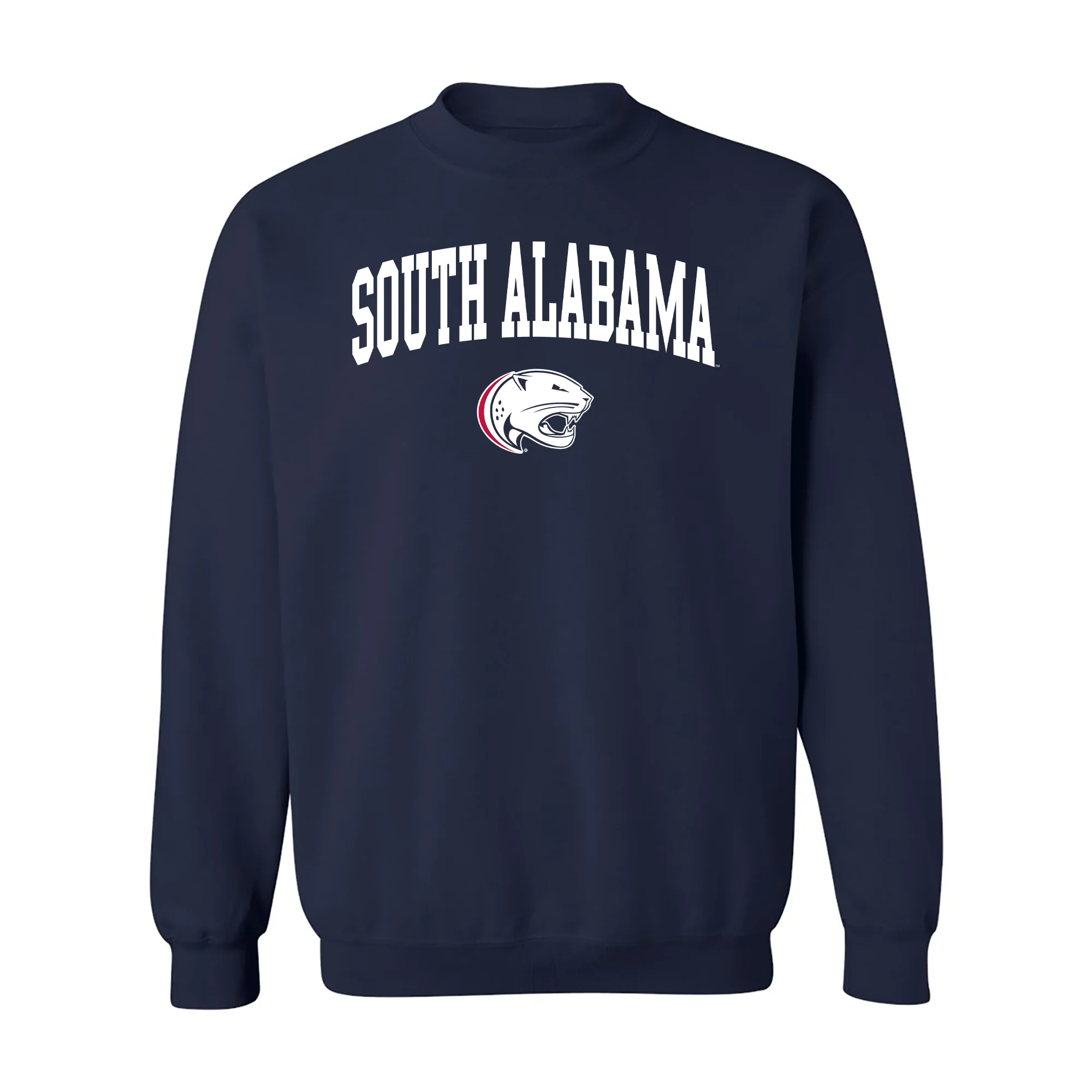 South Alabama Jaguars Arch Logo Crewneck Sweatshirt - Navy