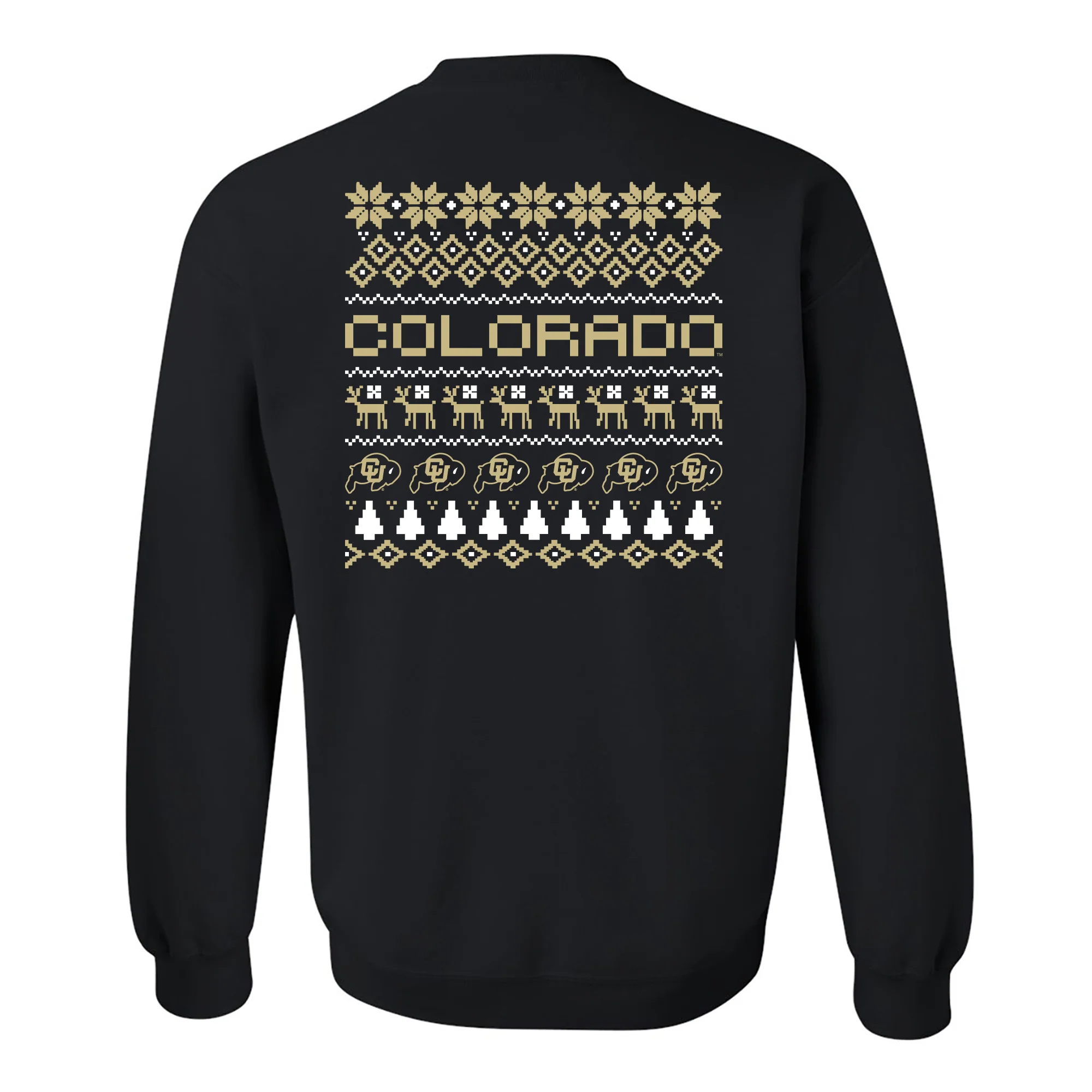 University of Colorado Buffaloes Holiday Ugly Sweater Crewneck Sweatshirt - Black - Image 3