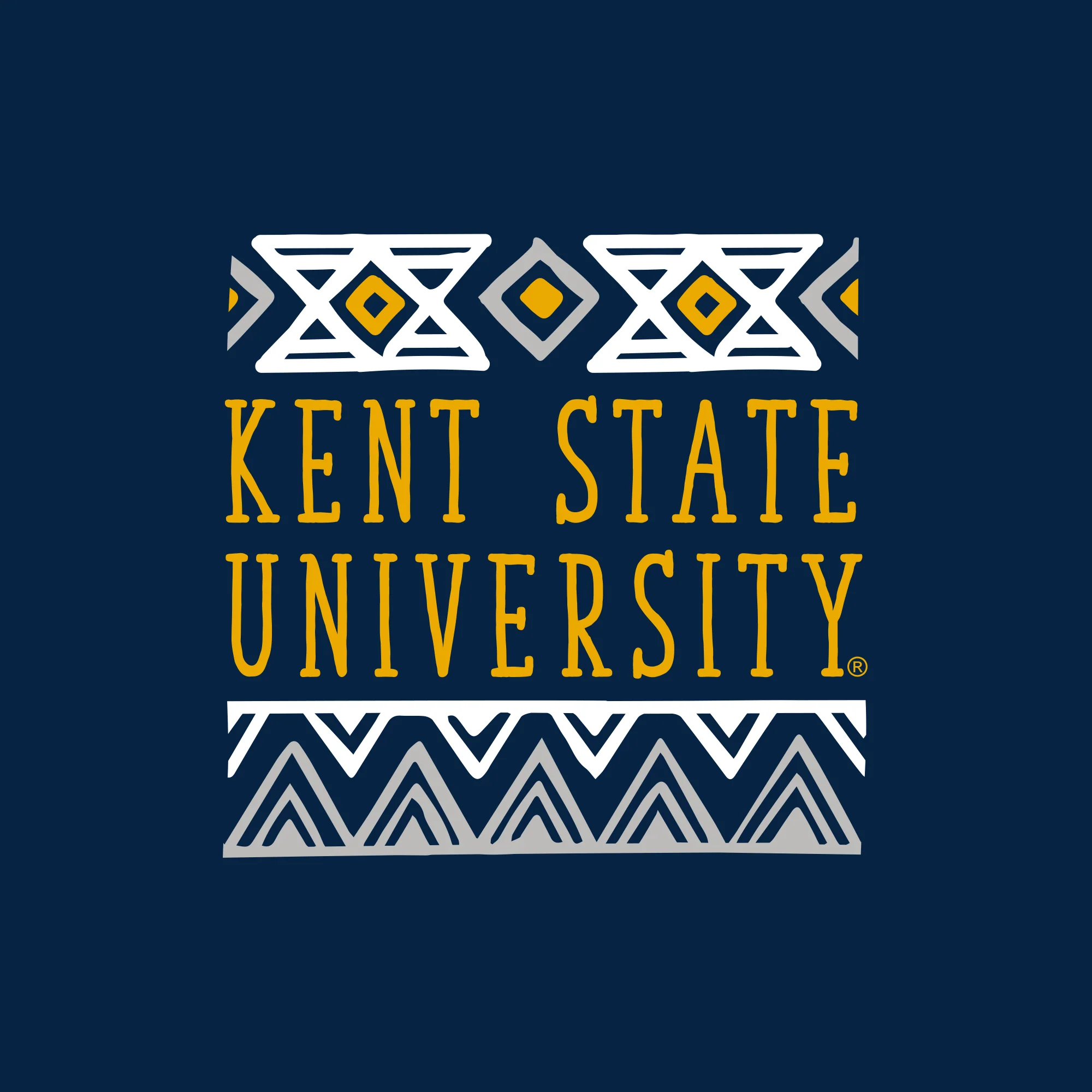 Kent State University Golden Flashes Aztec Pattern Heavy Cotton Long Sleeve T Shirt - Navy - Image 2