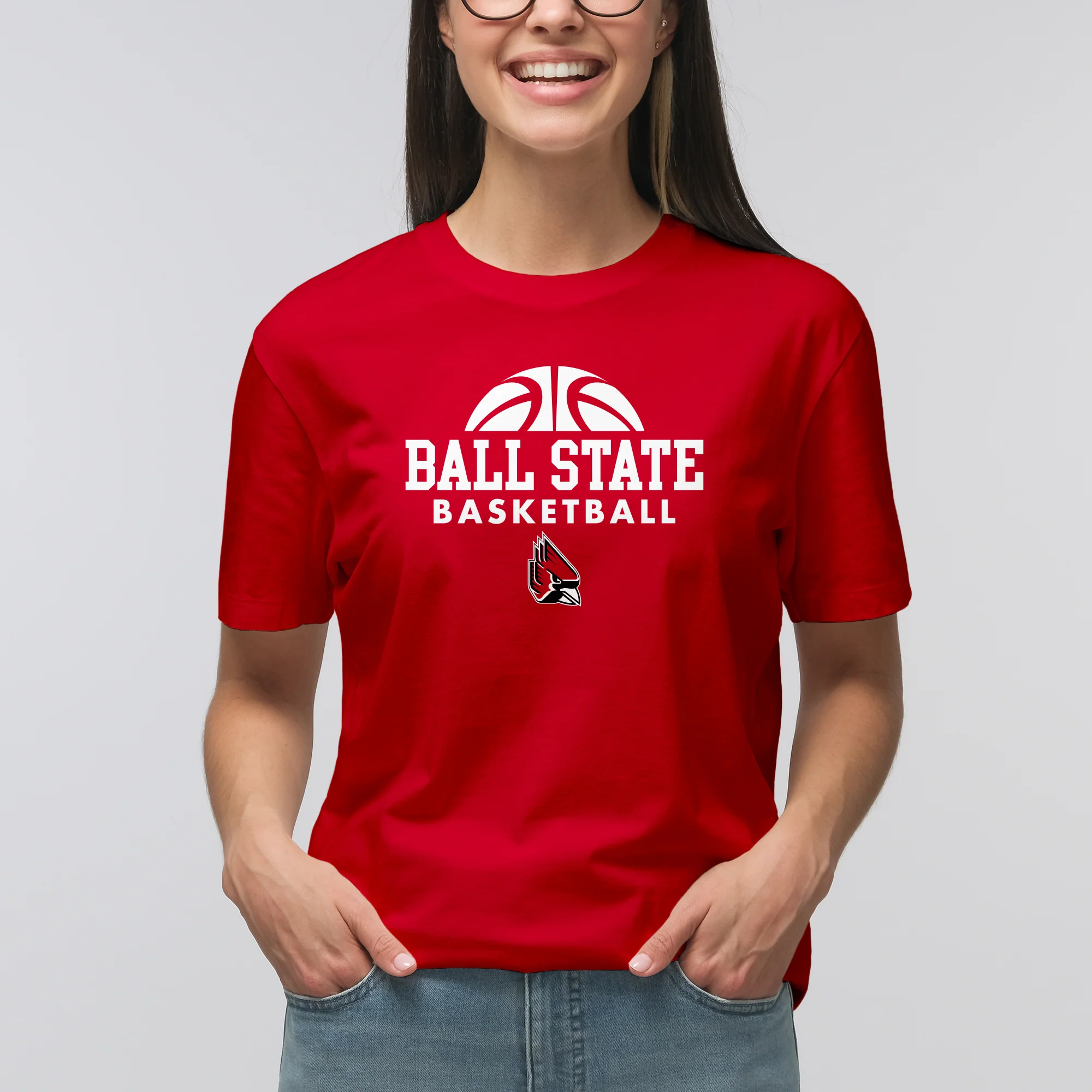 Ball State University Cardinals Basketball Hype Short Sleeve T Shirt - Red - Image 4
