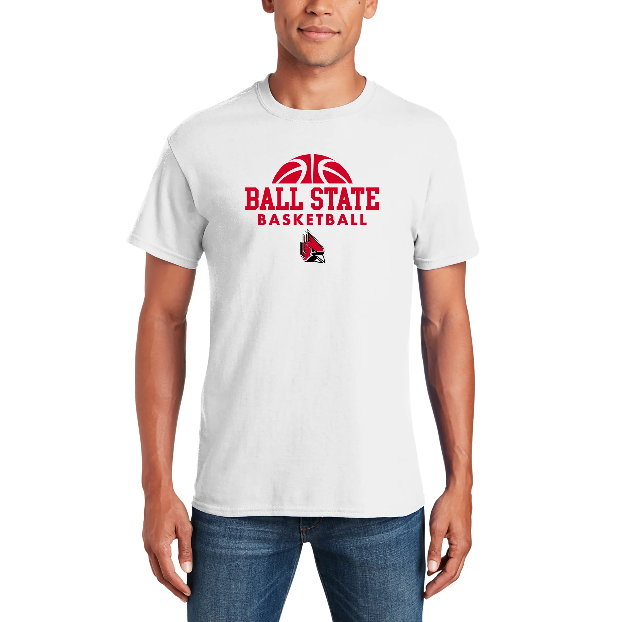 Ball State University Cardinals Basketball Hype Short Sleeve T Shirt - White - Image 3