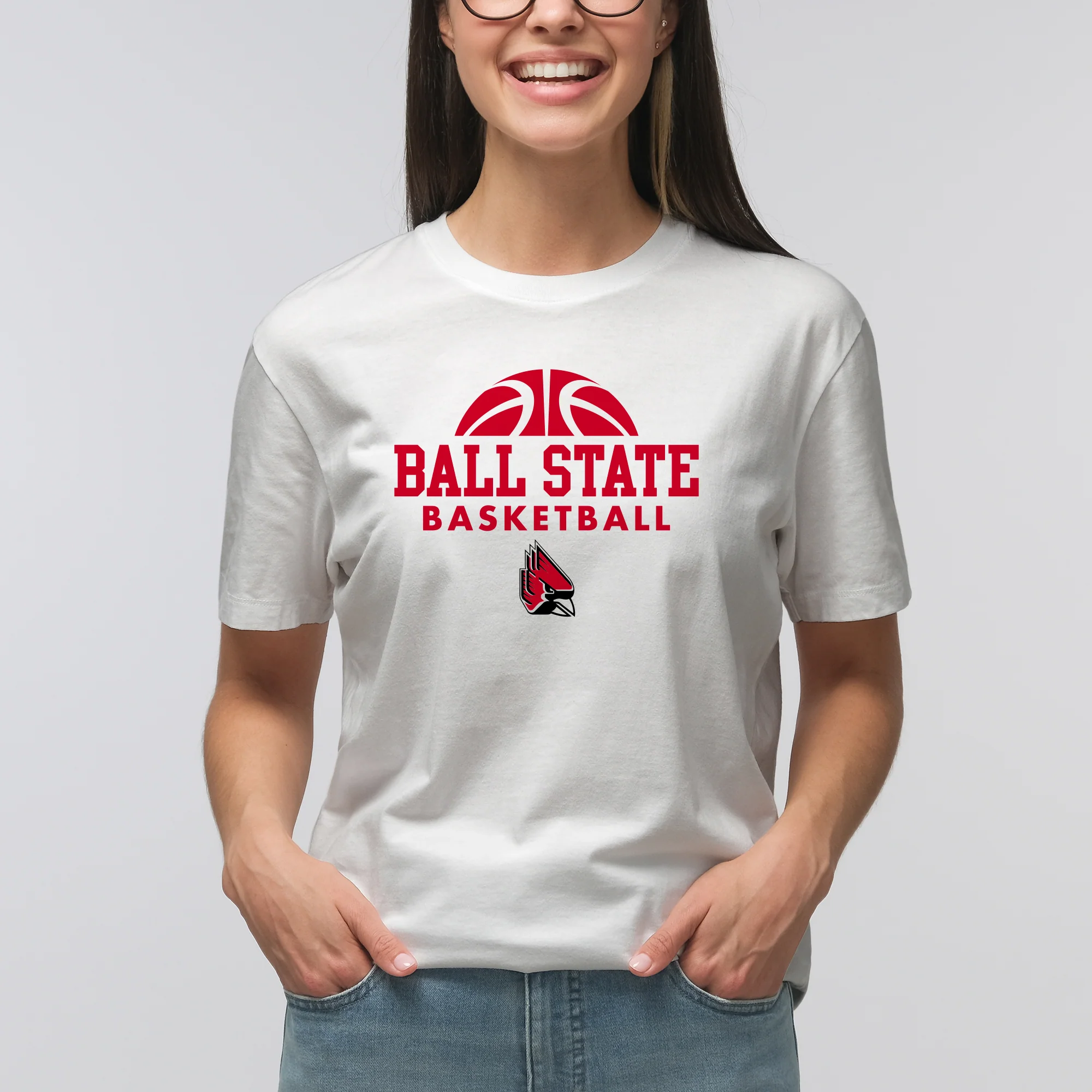 Ball State University Cardinals Basketball Hype Short Sleeve T Shirt - White - Image 4
