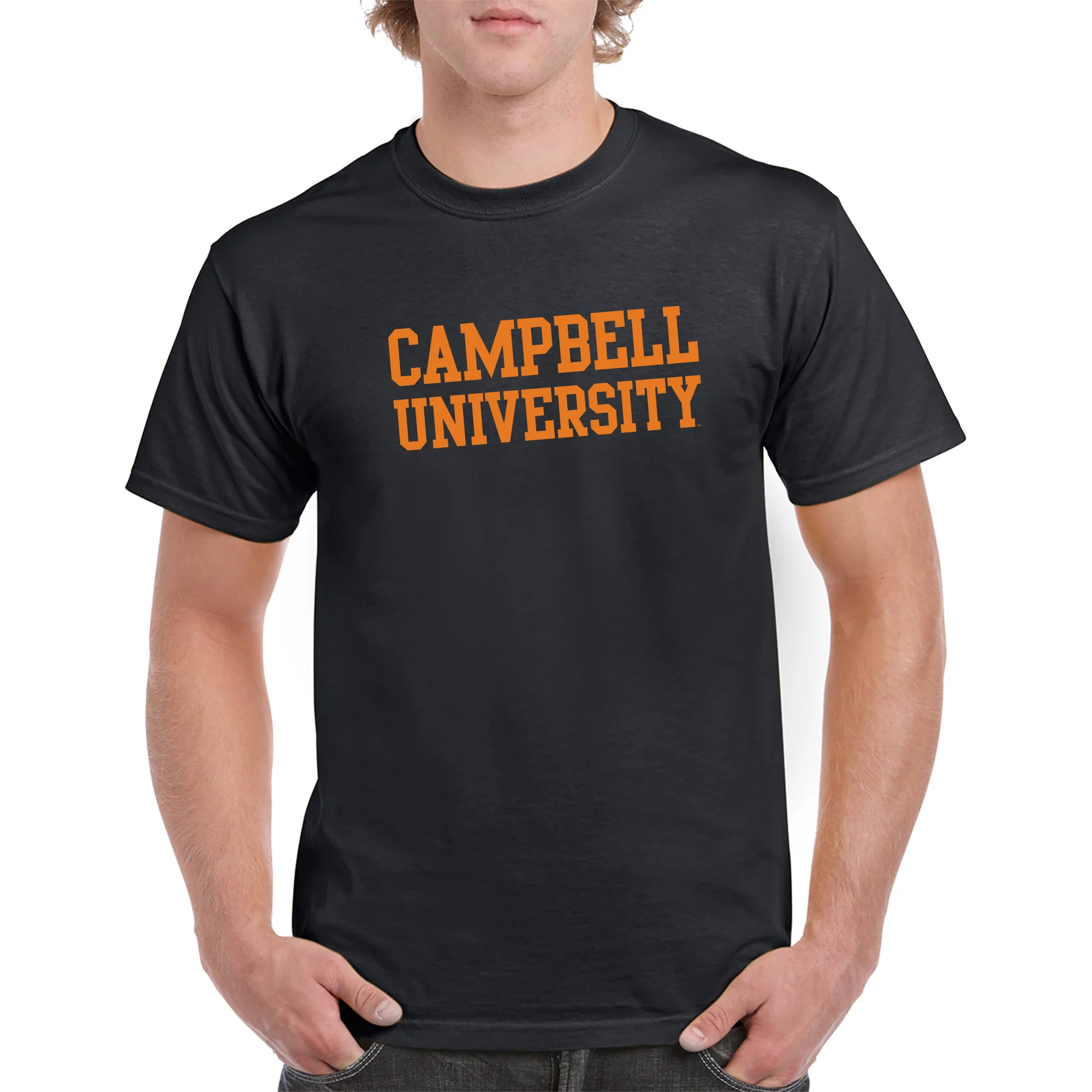Campbell University Fighting Camels Basic Block Cotton Short Sleeve T-Shirt - Black - Image 3