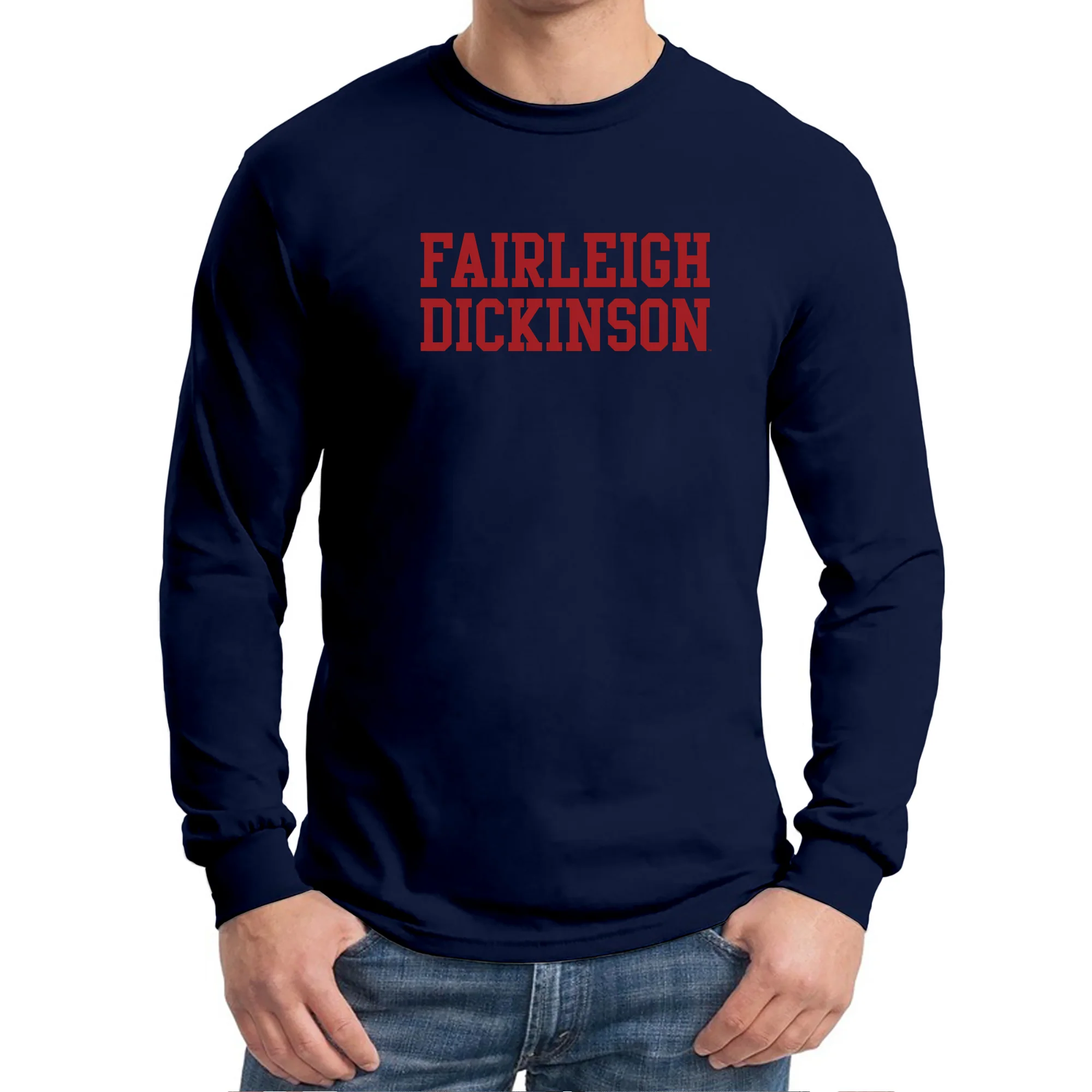 Fairleigh Dickinson University Knights/Devils Basic Block Cotton Long Sleeve T-Shirt - Navy - Image 3