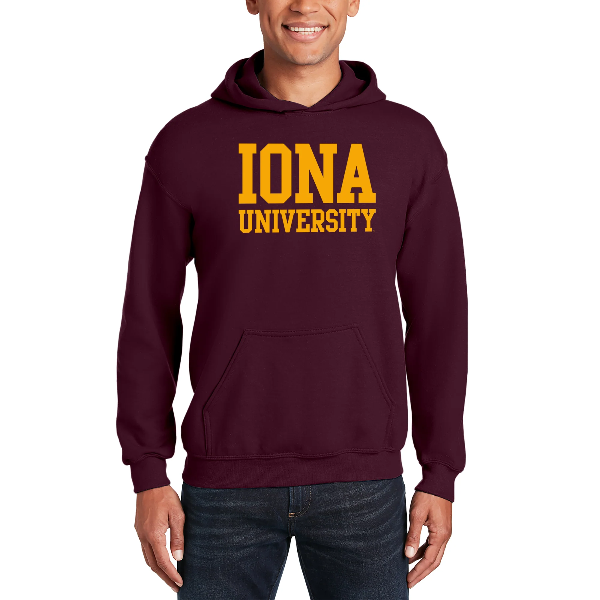 Iona University Gaels Basic Block Heavy Blend Hoodie - Maroon - Image 3