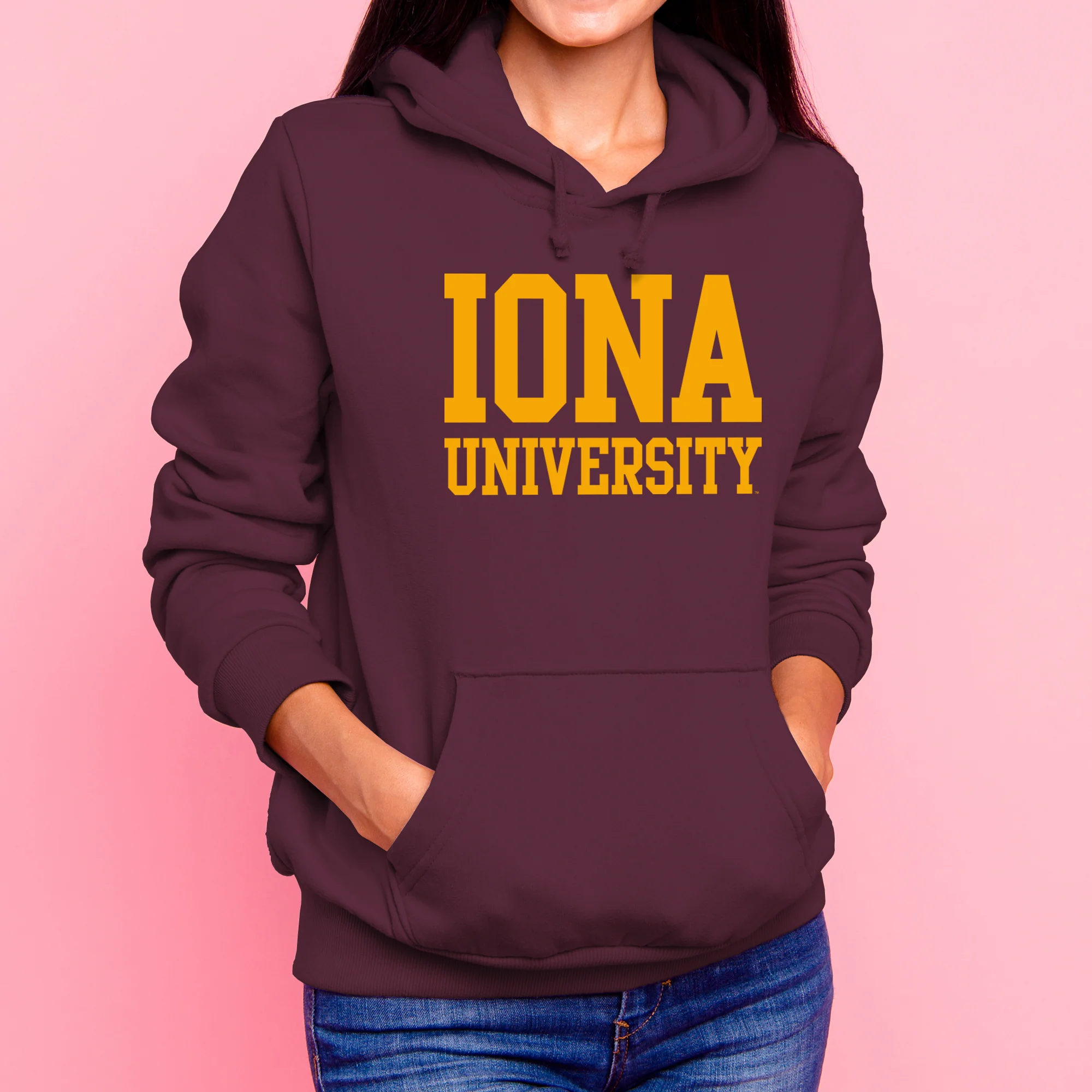Iona University Gaels Basic Block Heavy Blend Hoodie - Maroon - Image 4